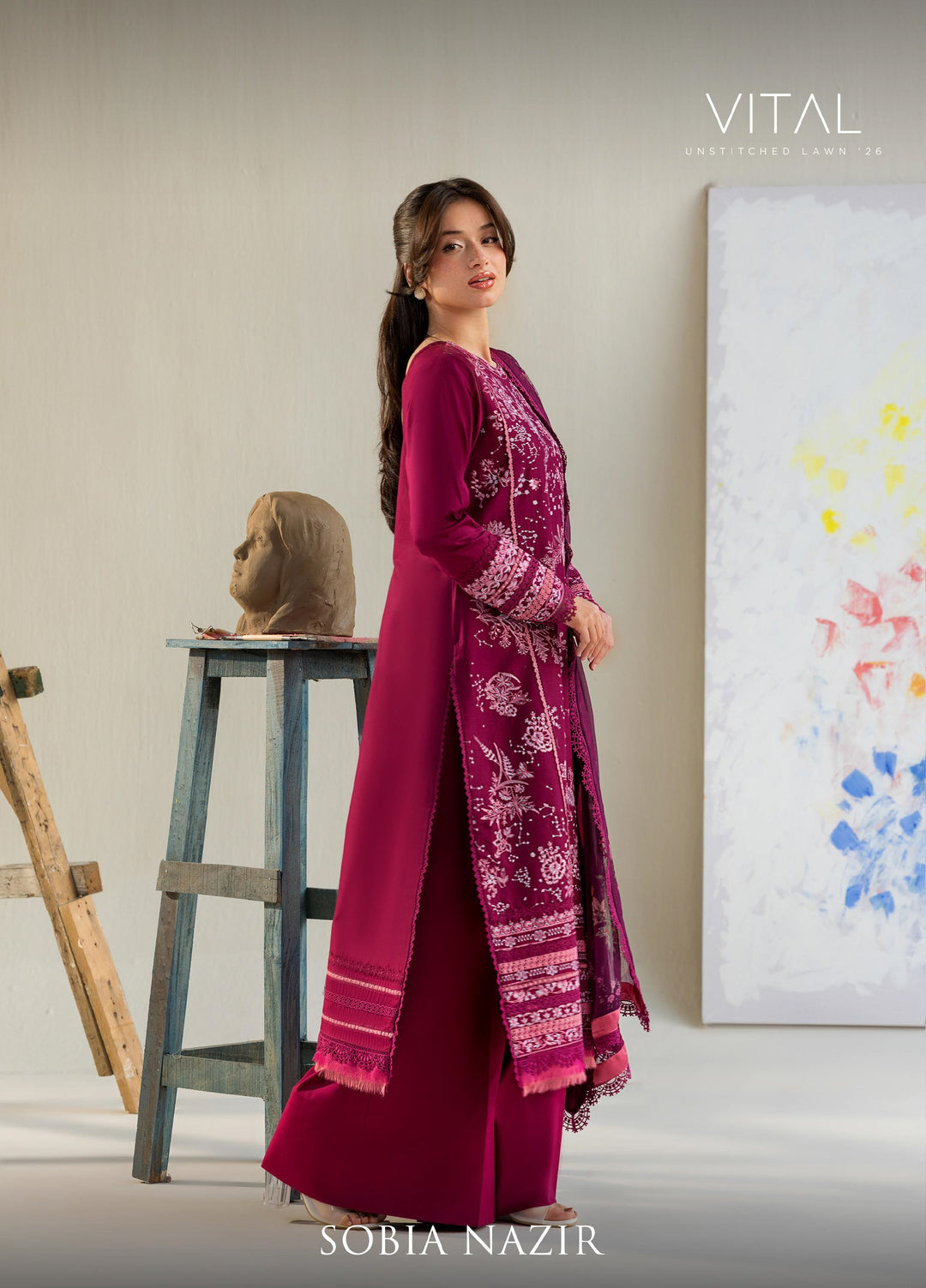 Vital by Sobia Nazir Unstitched Embroidered Lawn 3 Piece Suit SN26UVL 9B - Summer Collection