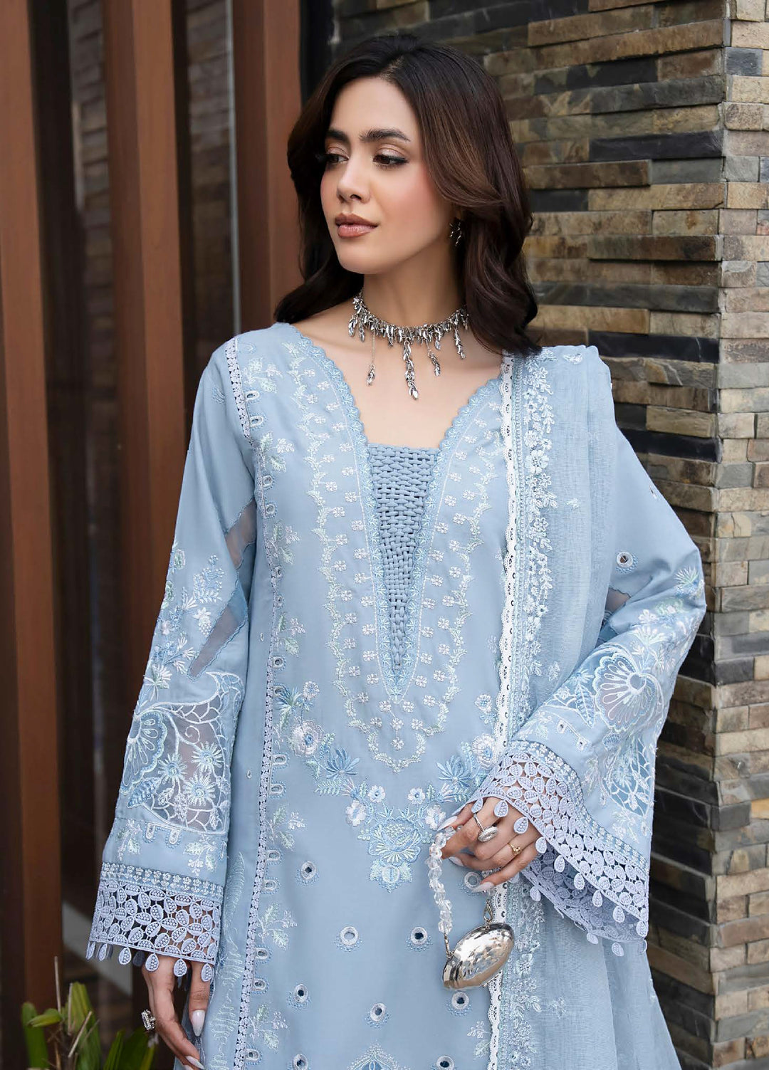 Aylin Unstitched Embroidered Luxury Lawn 3 Piece Suit AYL26UL D9 BlueBell Grace - Summer Collection