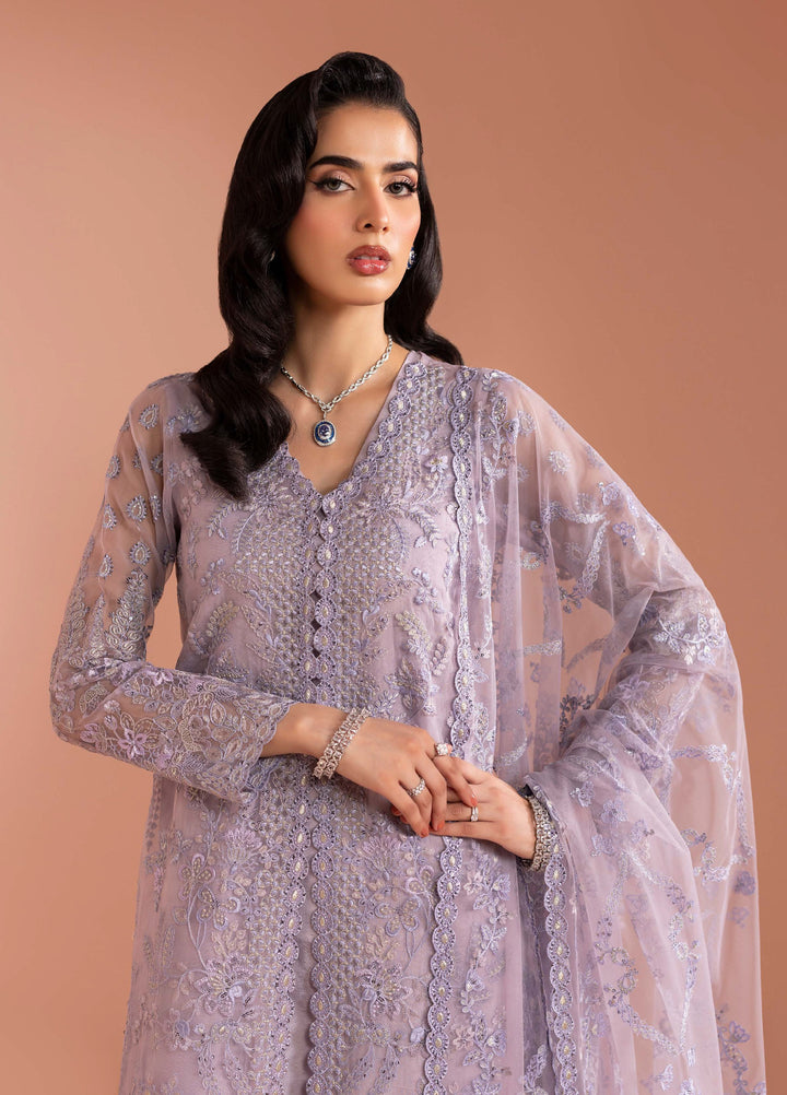 Murawwat by Lavish Premium Unstitched Luxury Organza Embroidered 3 peice LV25MC M-10 Lavender Mist - Formals Collection