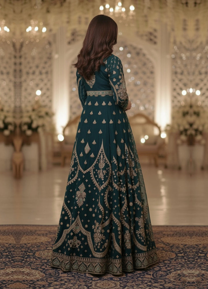 Essentials by Diara Couture Women Pret Embroidered Organza 3 Piece Suit Zimal DF-09 Green - Wedding Collection