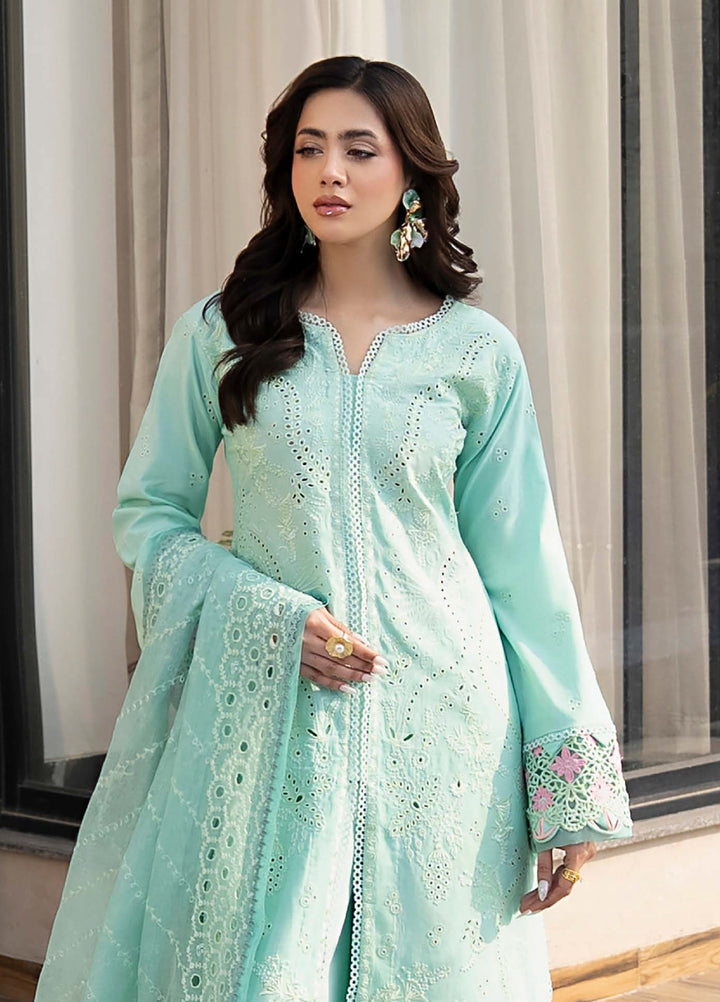 Aylin Unstitched Embroidered Luxury Lawn 3 Piece Suit AYL26UL D5 Mint Blossom - Summer Collection