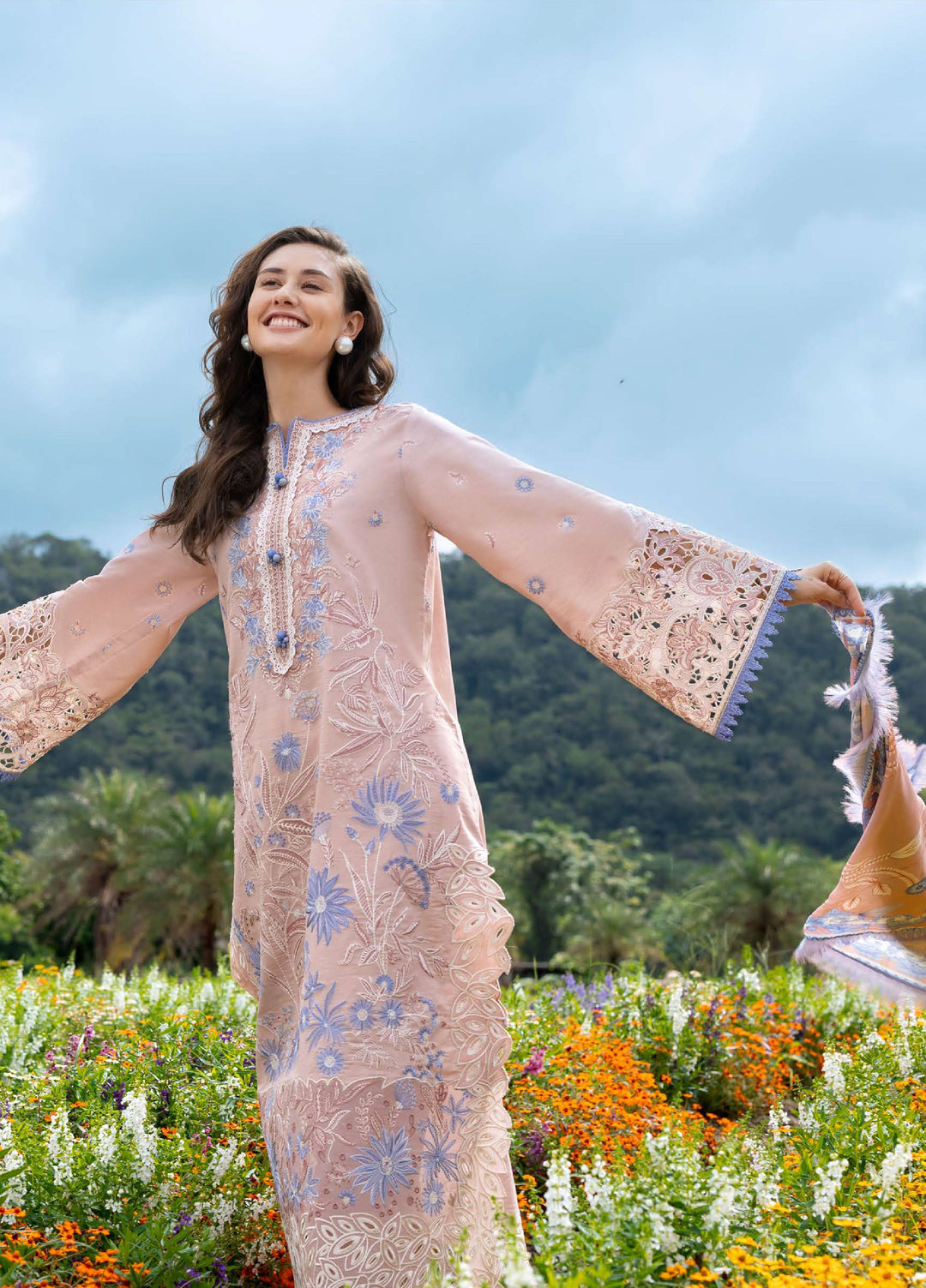 The Secret Garden by Mushq Hemline Unstitched Lawn 3 Piece Suit MU26USG D-12A Bloom Sonata - Summer Collection