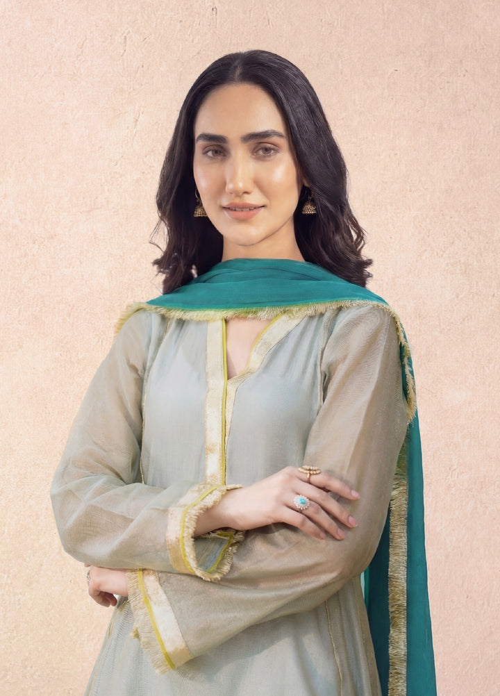 Dareecha by Daak RTW Embroidered Cotton Silk 3 Piece Suit MKS-A MISTY MKS-A - Festive Collection