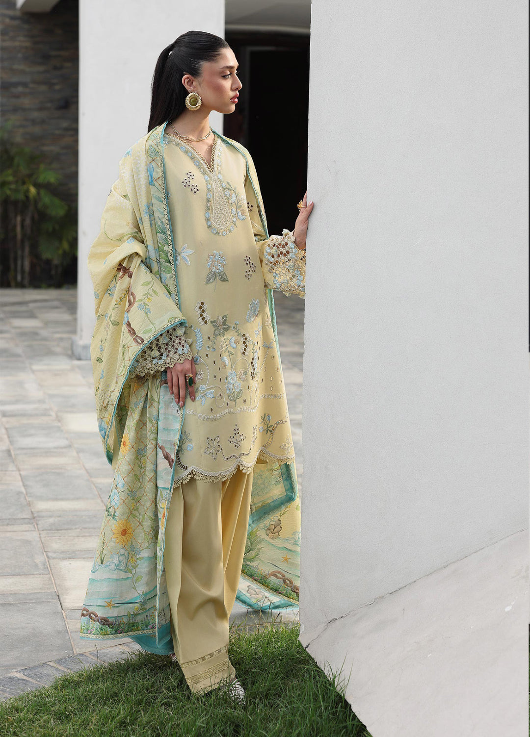 Q Line by Qalamkar Unstitched Embroidered Lawn 3 Piece Suit QLK26ULQ MEIRA QKL-11 - Festive Collection