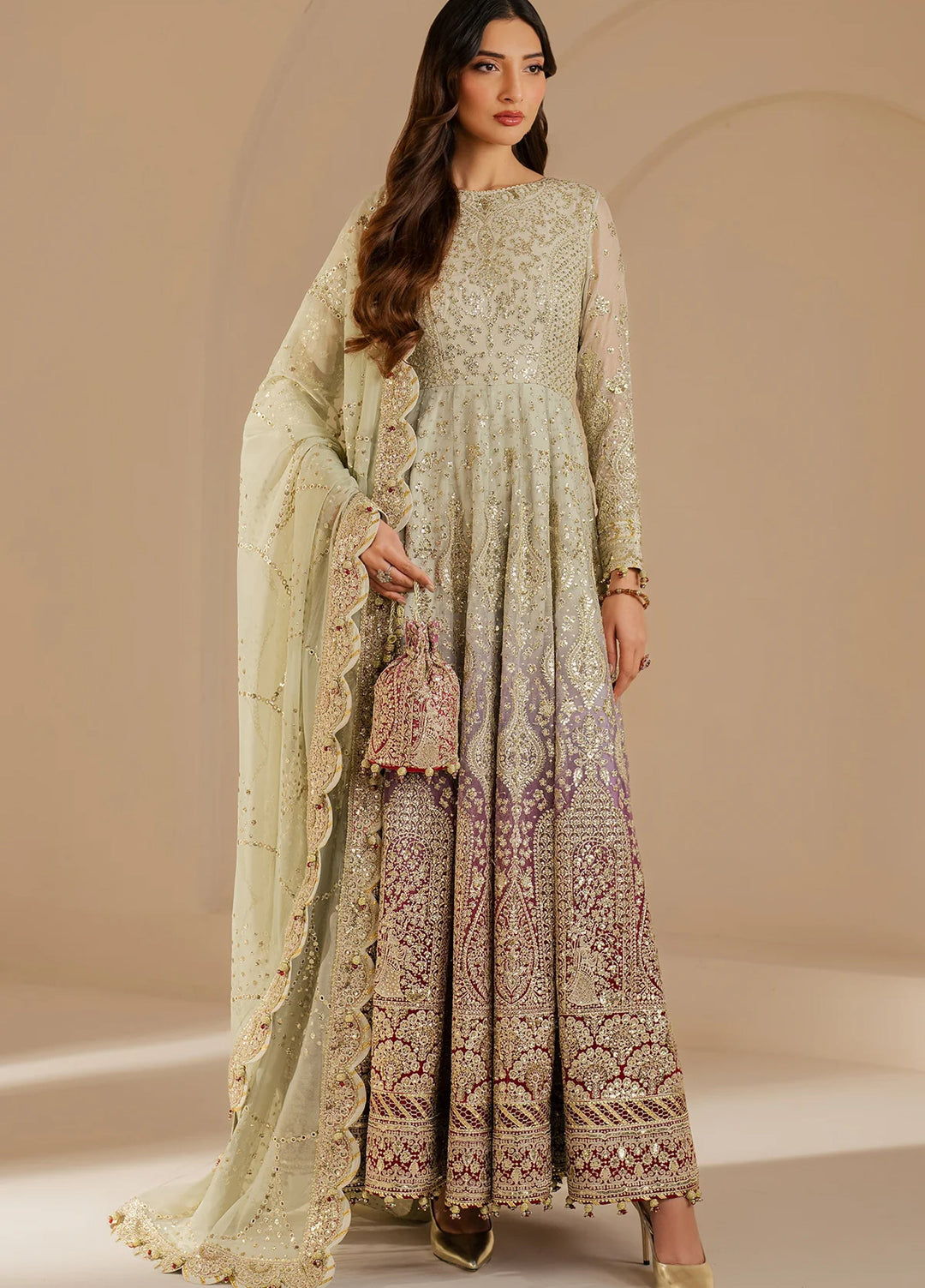 Jazmin Unstitched Chiffon Embroidered Suits 3 Piece JZ25CF JZ-WF25-01 - Festive Collection