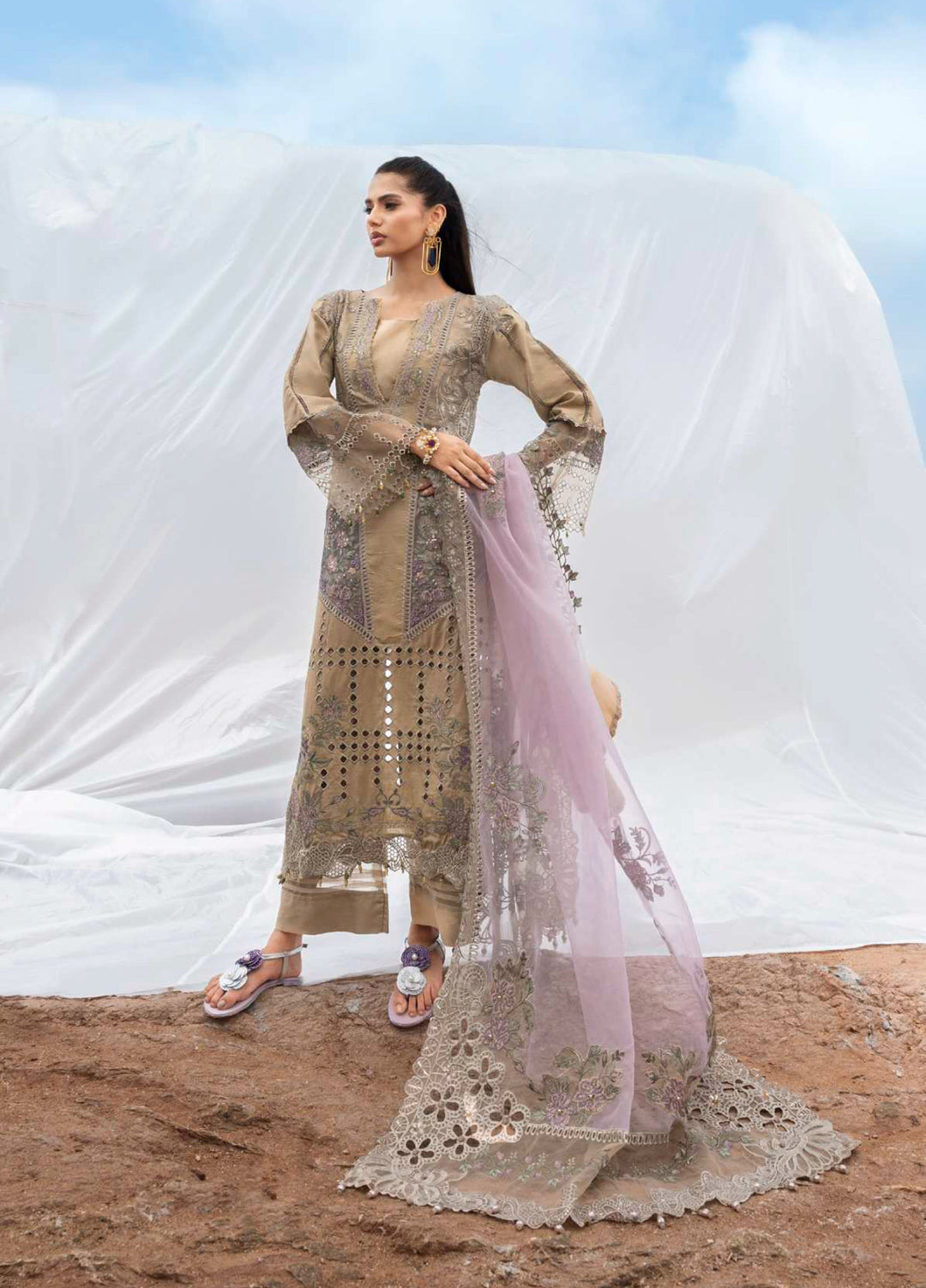 Mahiymaan by Al Zohaib Unstitched Embroidered Luxury Lawn 3 Piece Suit AZ26UM D-12 - Festive Collection