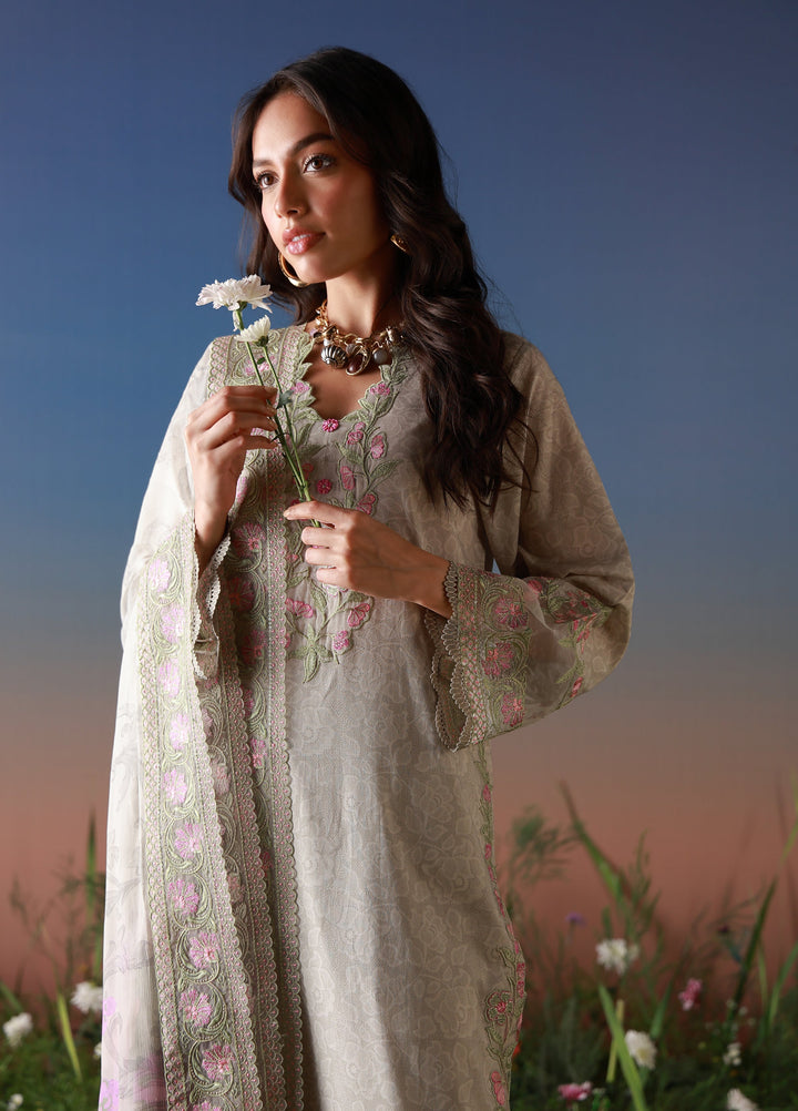 Mirha by Sahar Unstitched Embroidered Lawn 3 Piece Suit SS1-26-38 Ivory Petaline - Summer Collection