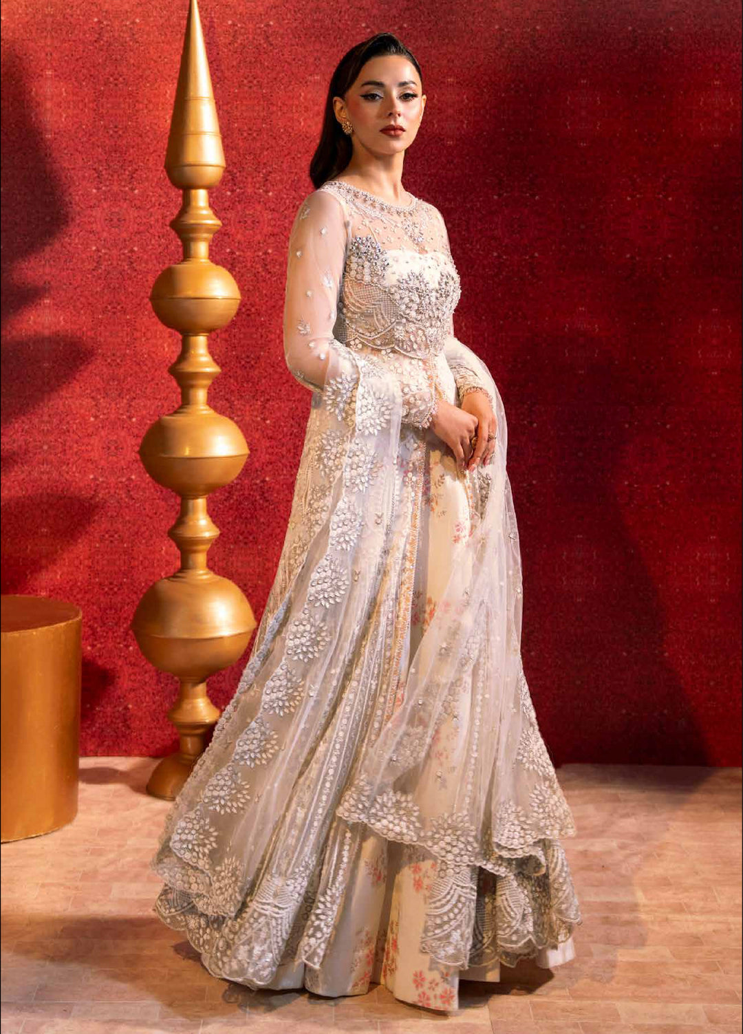 Zarmina by Zariya Unstitched Embroidered Bareeze Net 3 Piece Suit ZRY26UZ ZB50047 - Festive Collection