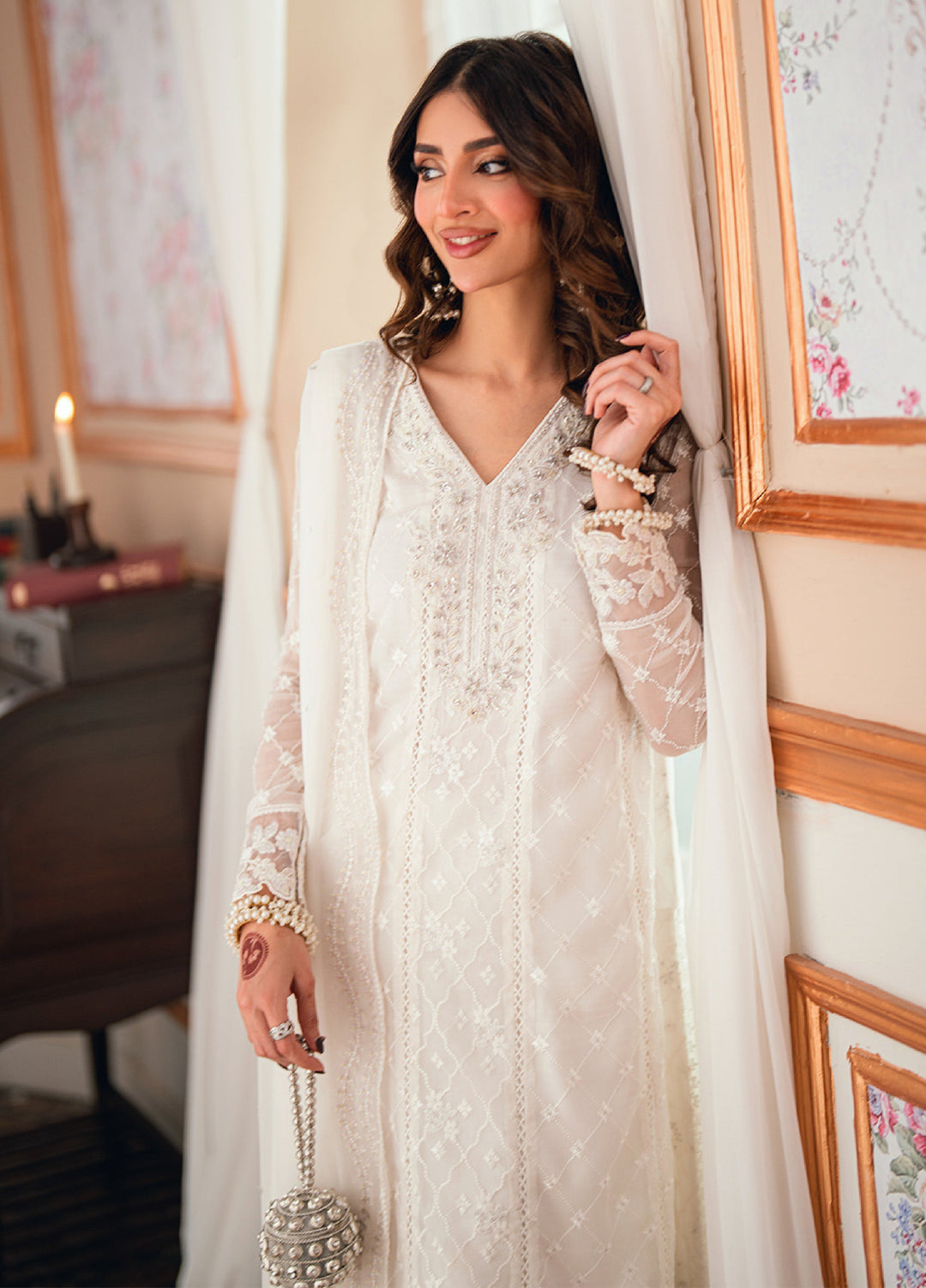 Eid Ensembles by Azure Unstitched Embroidered Chiffon 3 Piece Suit AZ26UEE ES-132 Mangolia - Eid Collection