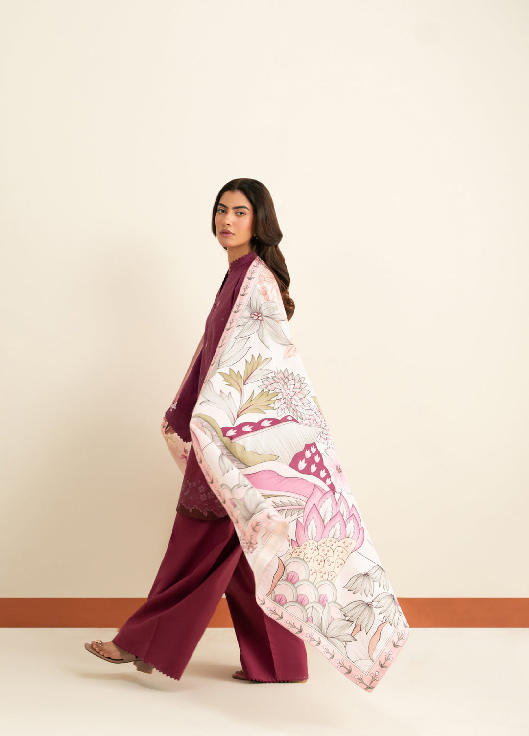 Seran Essentials Unstitched Printed Lawn 3 Piece Suit SN26UEL MELROSE D-09 - Lawn Collection