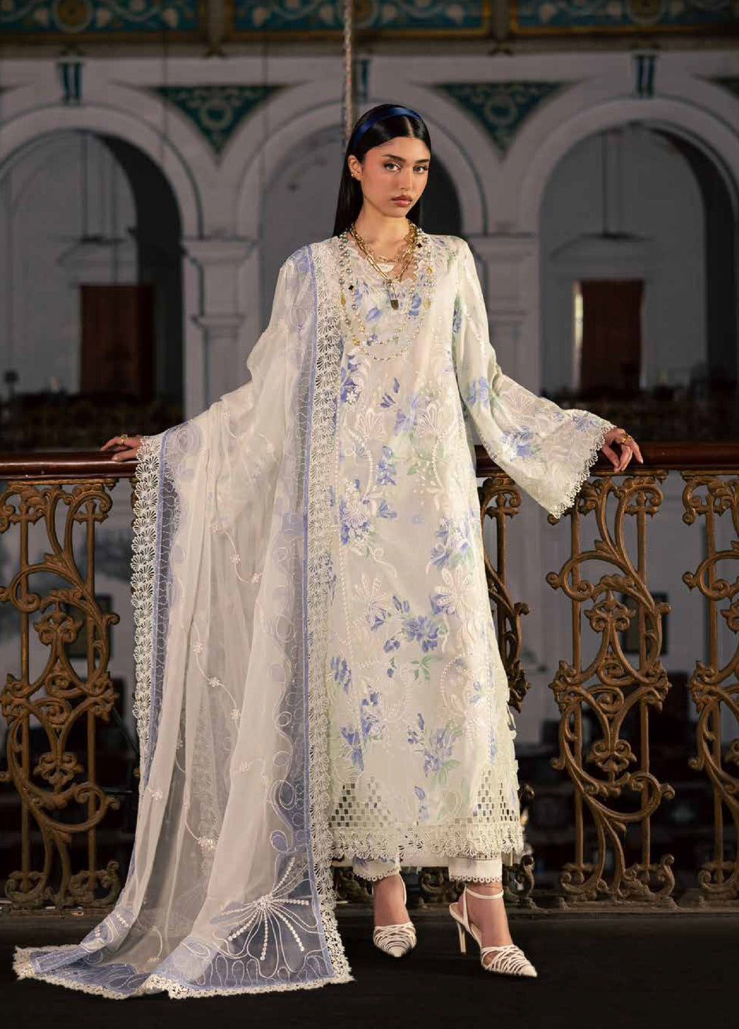 Maya by Nureh Unstitched Embroidered Luxury Lawn 3 Piece Suit NU26ULM NS-166 - Summer Collection