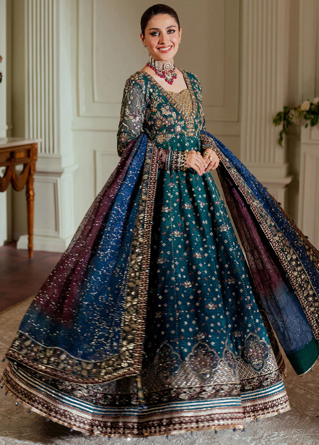 Chantelle by Baroque Unstitched Chiffon Embroidered Suits 3 Piece BQ25FC CH13-03 - Festive Collection