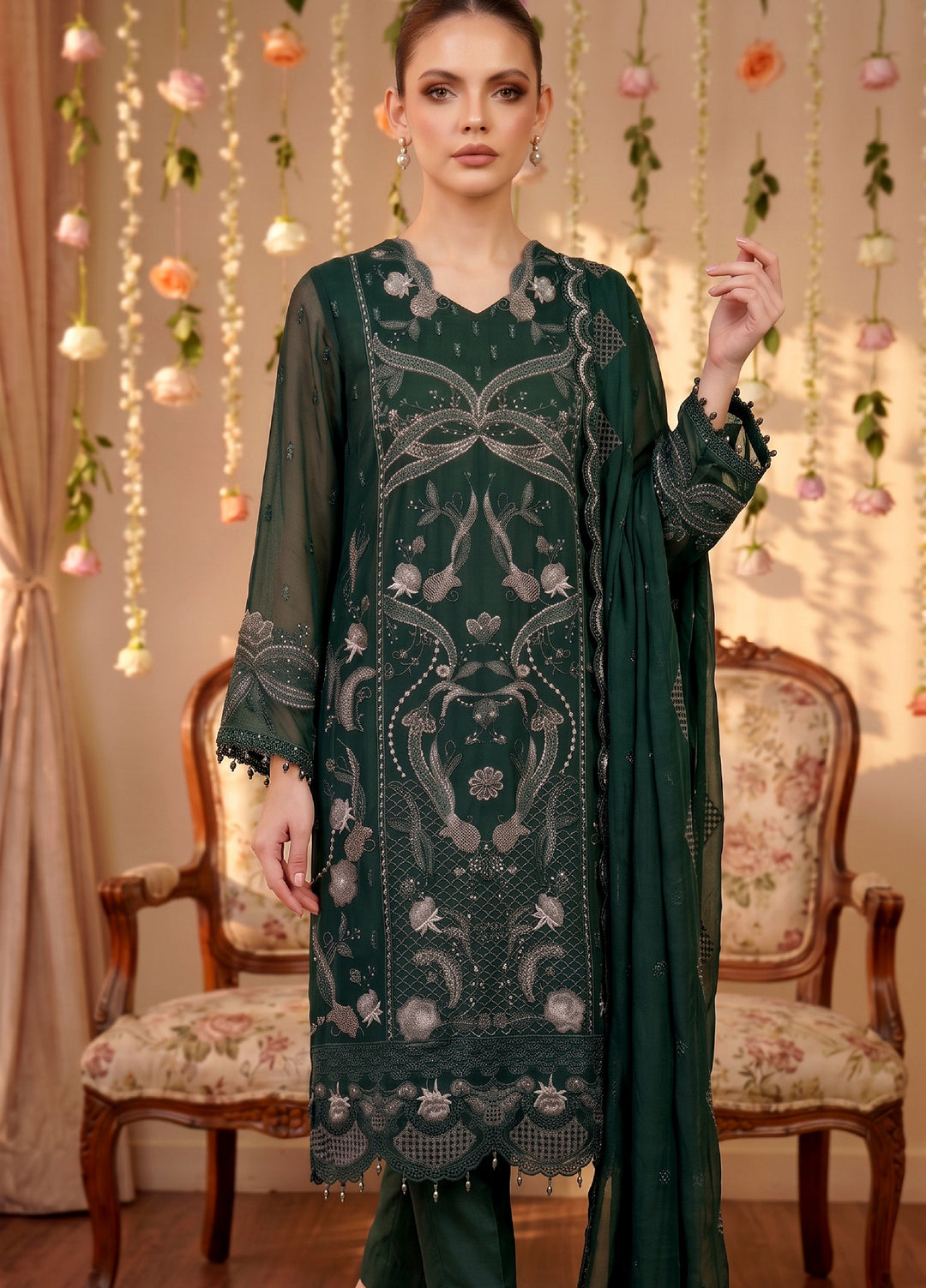 Anaya Noor by Zebtan Unstitched Embroidered Chiffon 3 Piece Suit ZB26UAC AN 06 - Festive Collection