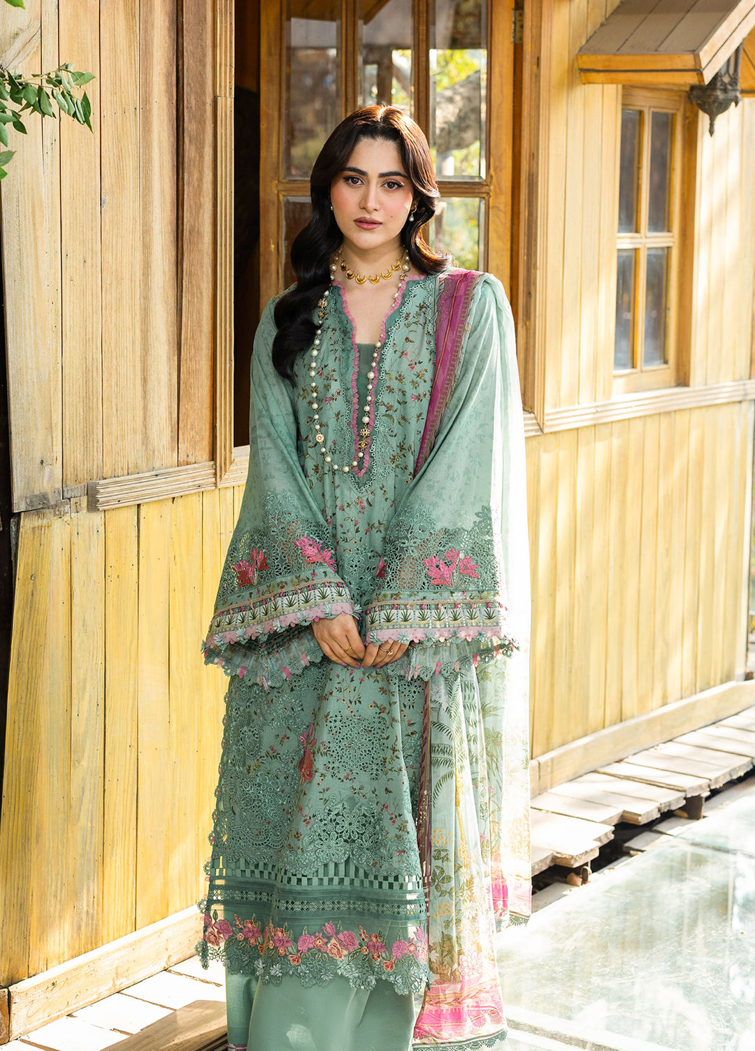 Elaf Premium Chikankari Unstitched Printed Lawn 3 Piece Suit EL26UPC ERC 4B NAYAB - Summer Collection