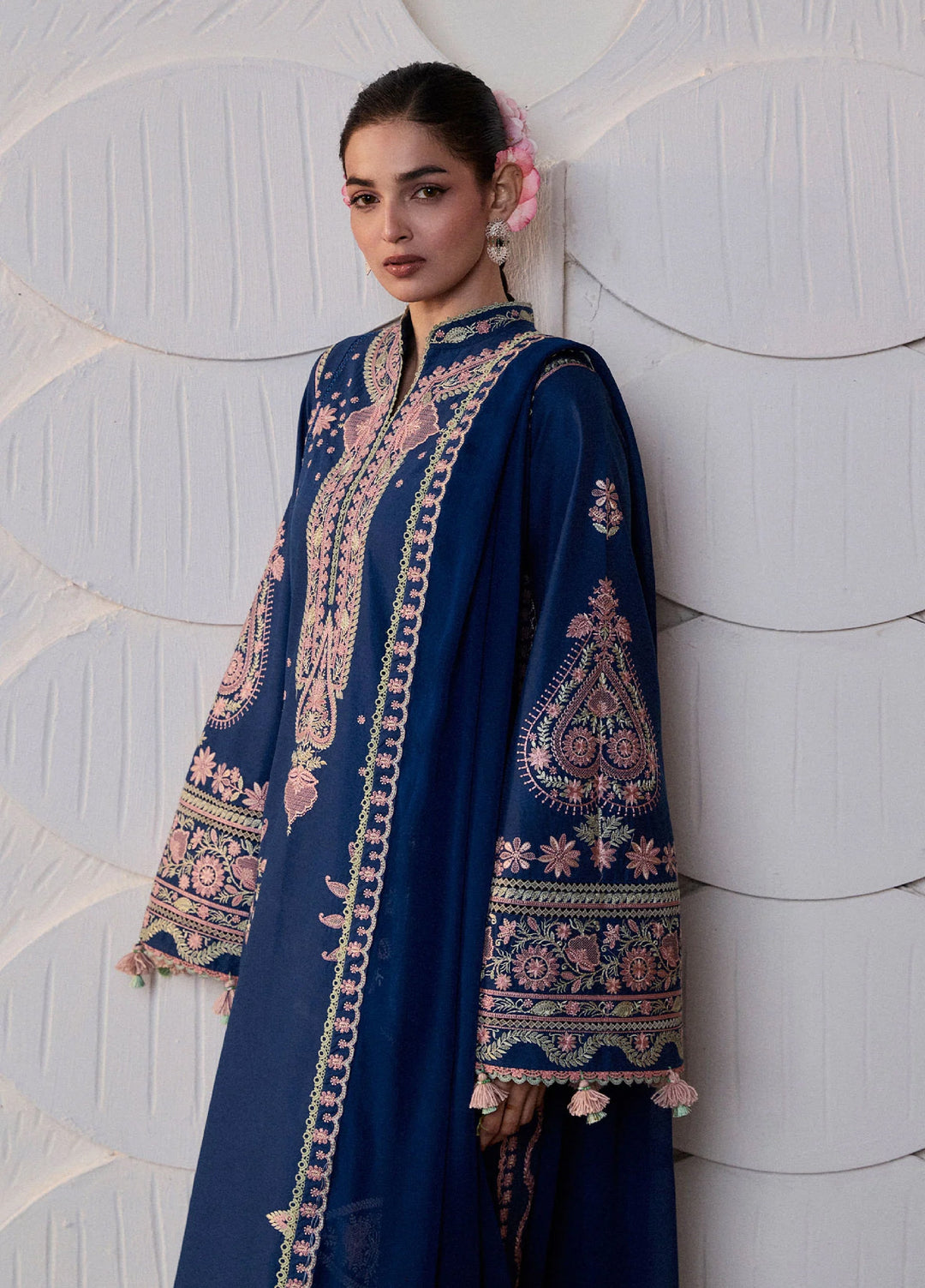 Zan by Hussain Rehar Unstitched Embroidered Lawn 3 Piece Suit HR26UZF Abi D-107 - Festive Collection