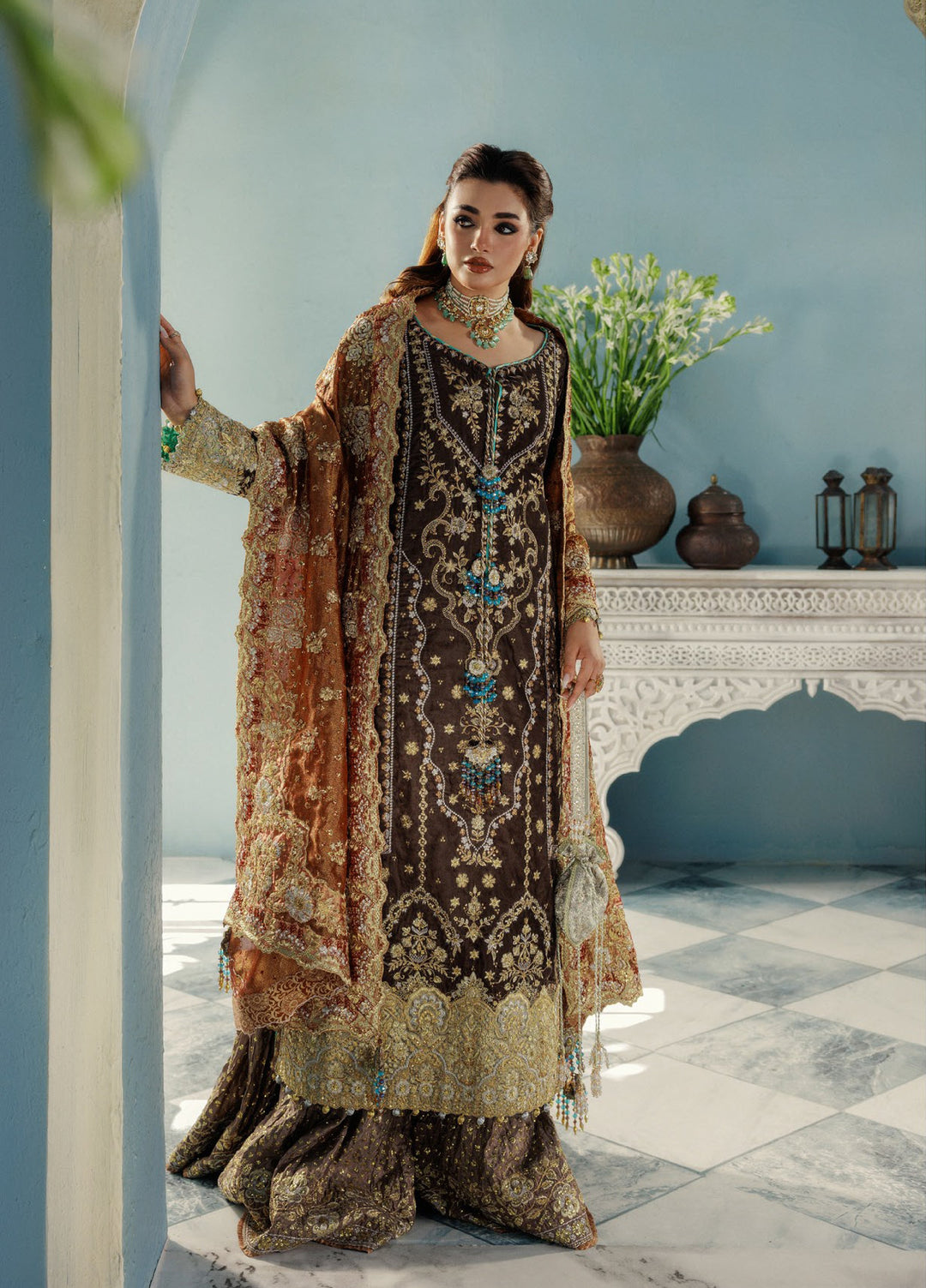 AIK Udaipur Velvet Unstitched Luxury Embroidered 3 Piece AIK25 D-07 - Formals Collection