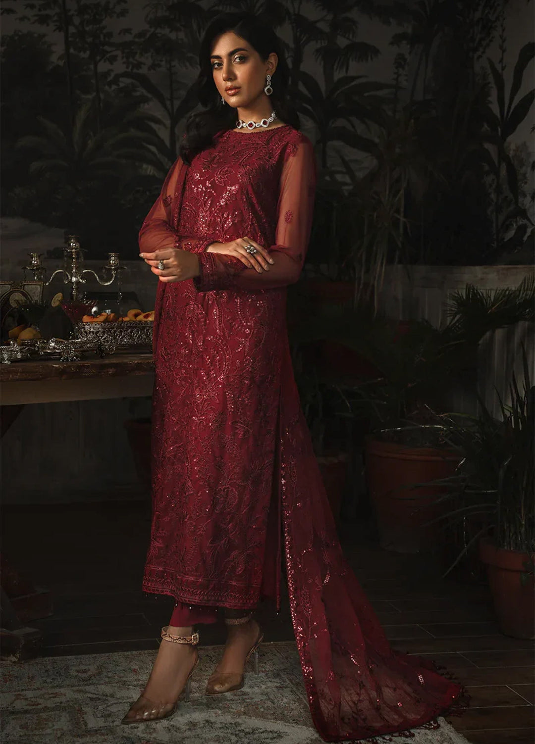 Zarif Women Unstitched Embroidered Net 3 Piece Suit ZR26UFC ZLR 01 MARLENE - Festive Collection