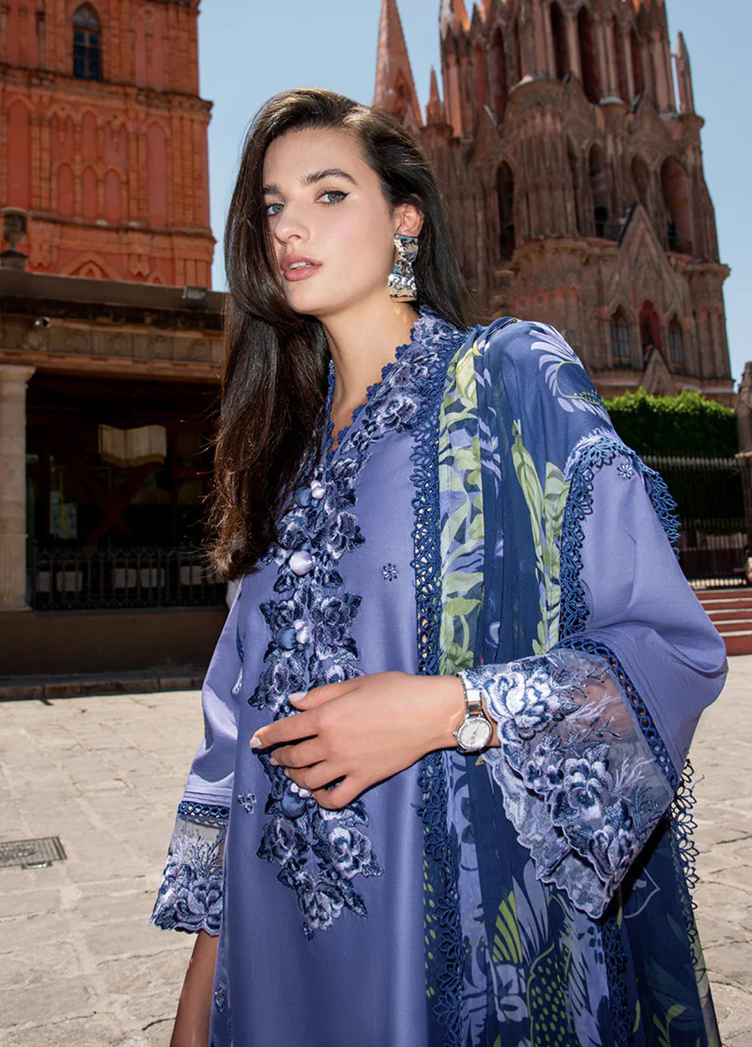 Hemline Odyssey by Mushq Unstitched Embroidered Lawn 3 Piece Suit MU26UHO HUNSS250408 JUANA - Summer Collection