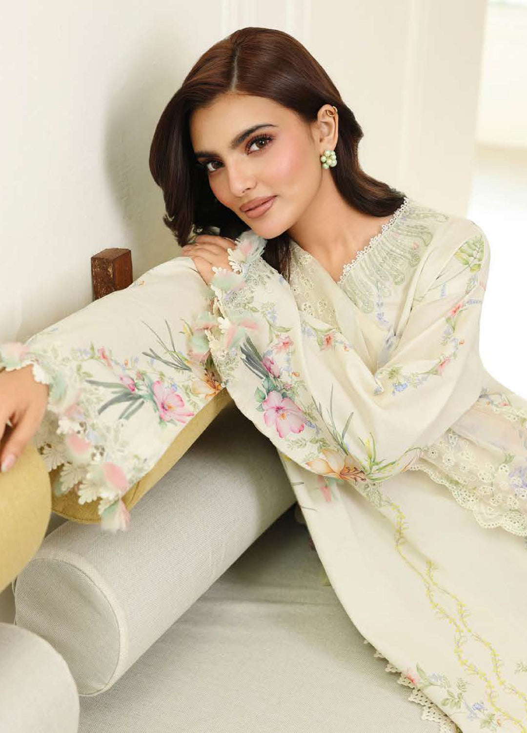 Petals in Print by Roheenaz Unstitched Printed Lawn 3 Piece Suit RN26UPP Ivory Sonata RUNSS260901 - Summer Collection
