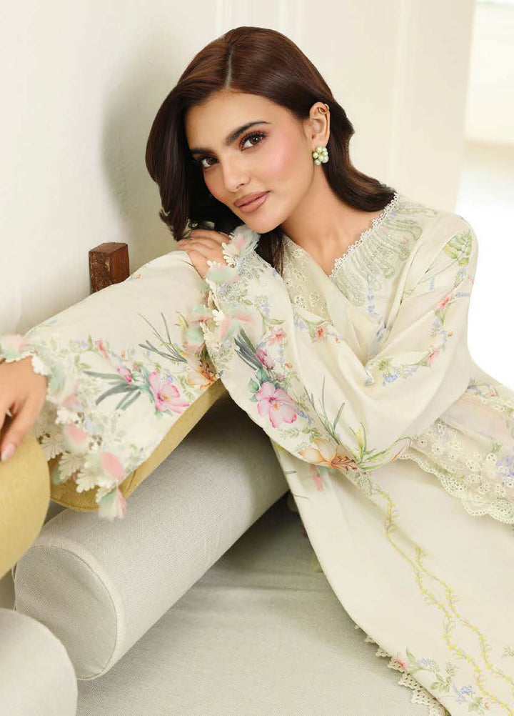 Petals in Print by Roheenaz Unstitched Printed Lawn 3 Piece Suit RN26UPP Ivory Sonata RUNSS260901 - Summer Collection