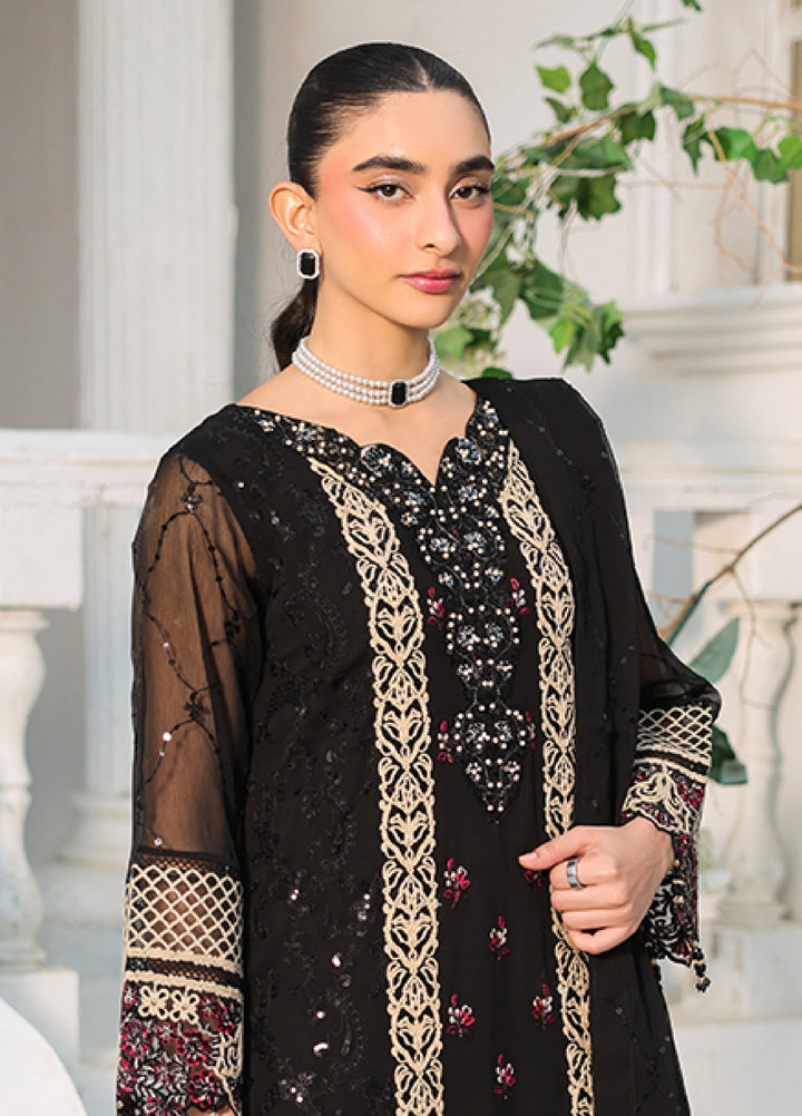 Lamhay by Shamooz Unstitched Embroidered Chiffon 3 Piece Suit SHM26UL Siyah - Festive Collection