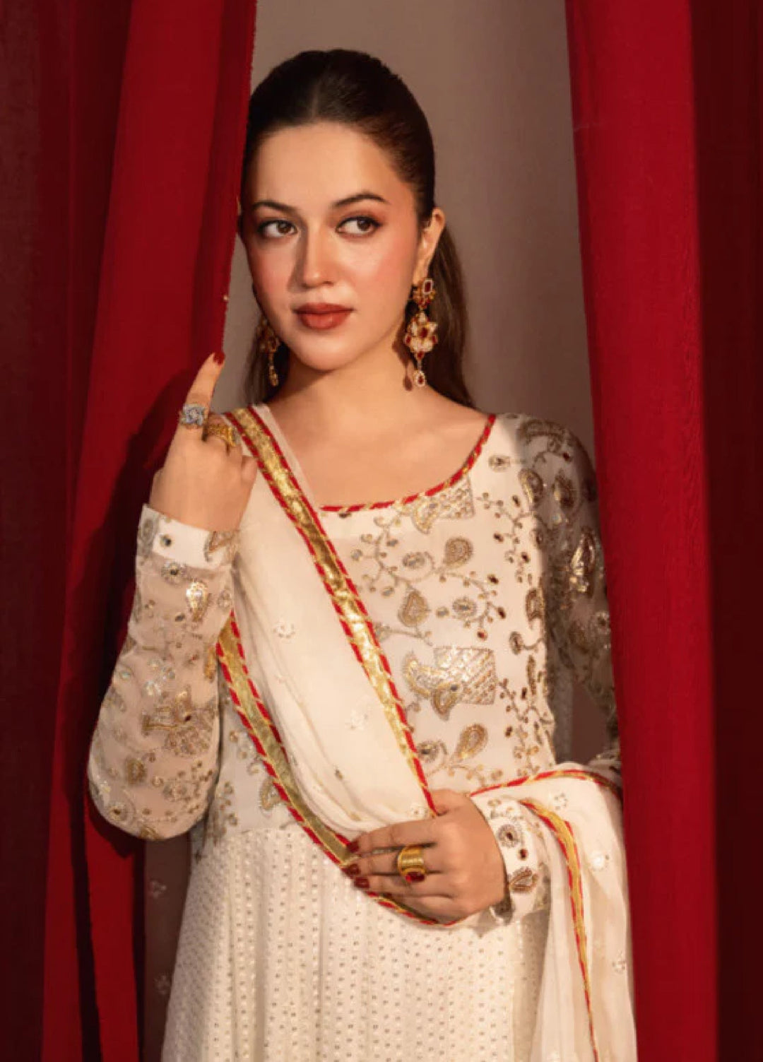 Zaaviay Golden Glow Embroidered Chiffon Suit Pret 3 Piece Festive Collection