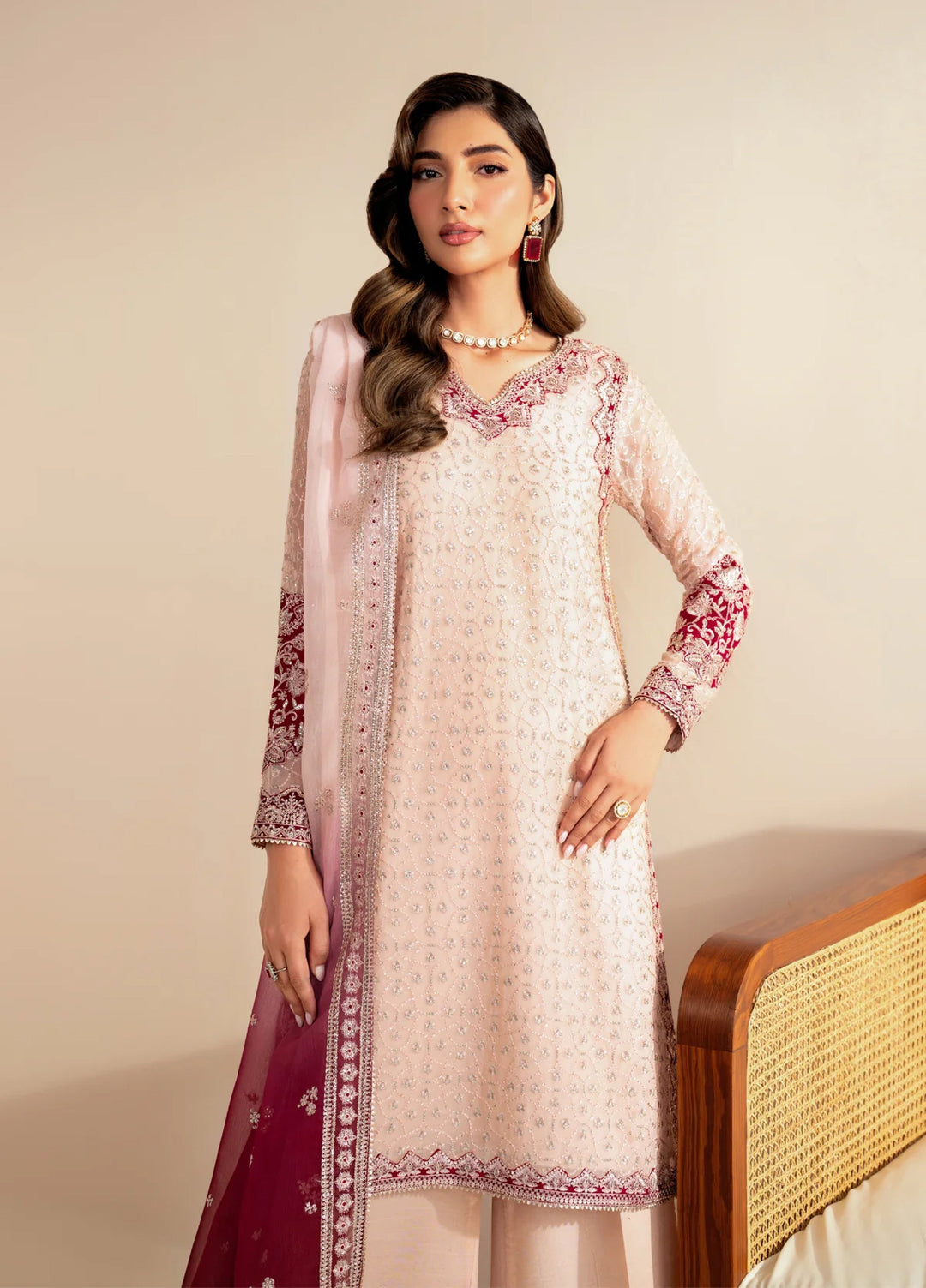 Xenia Formal Luxury Unstitched Embroidered Chiffon Suits 3 Piece XE25FL XF-986 Tanim - Formals Collection