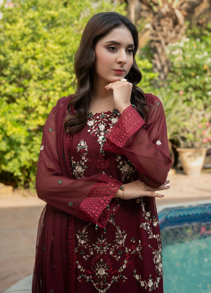 Zenia by Fine Tex Unstitched Royal Embroidered Chiffon Suits 3 Piece FNT25ZC ZC-02 - Festive Collection