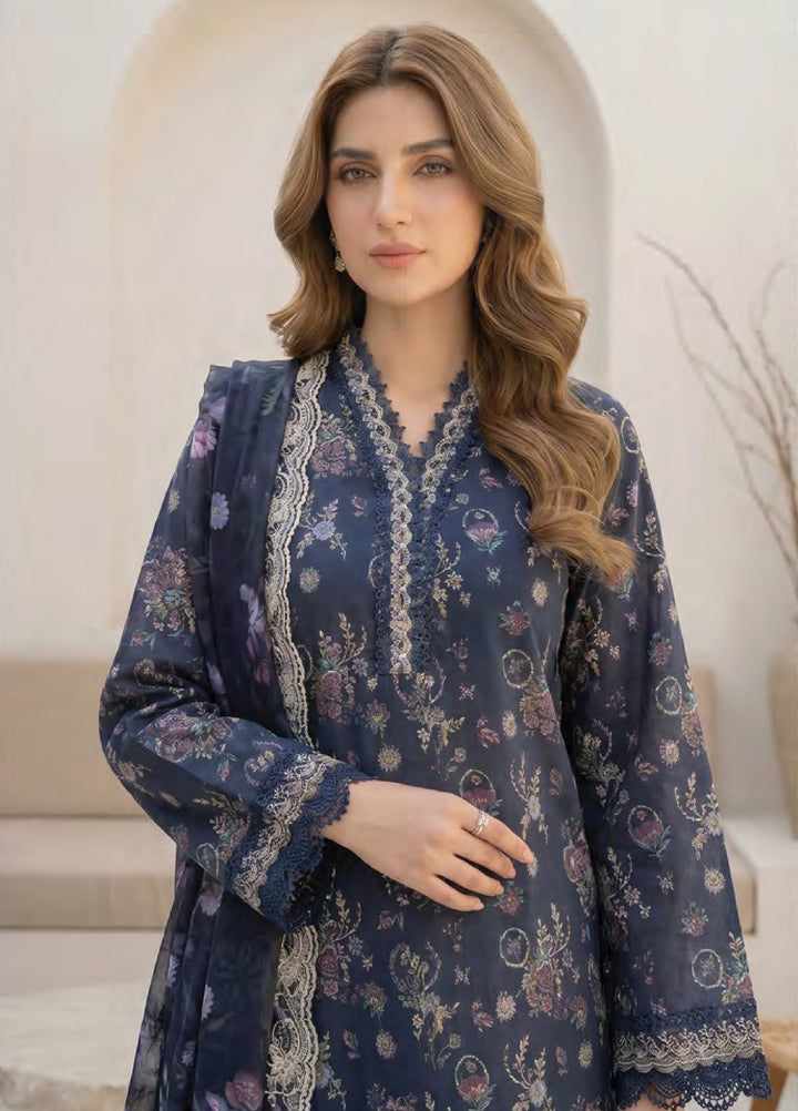 Lakhany Unstitched Printed Lawn 3 Piece Suit LSM26UP LG-RL-0471 - Casual Collection