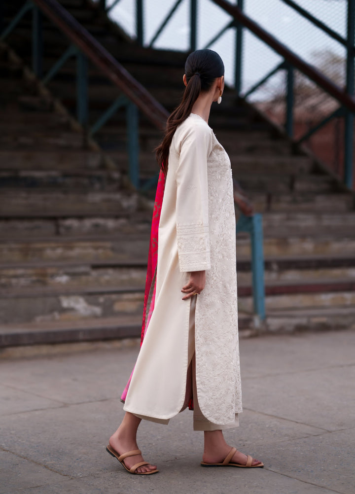 Summer Travels by Casuallite RTW Embroidered Cotton Lawn 3 Piece Suit CL26ULST OUTFIT 07 BLUSH IVORY - Casual Collection