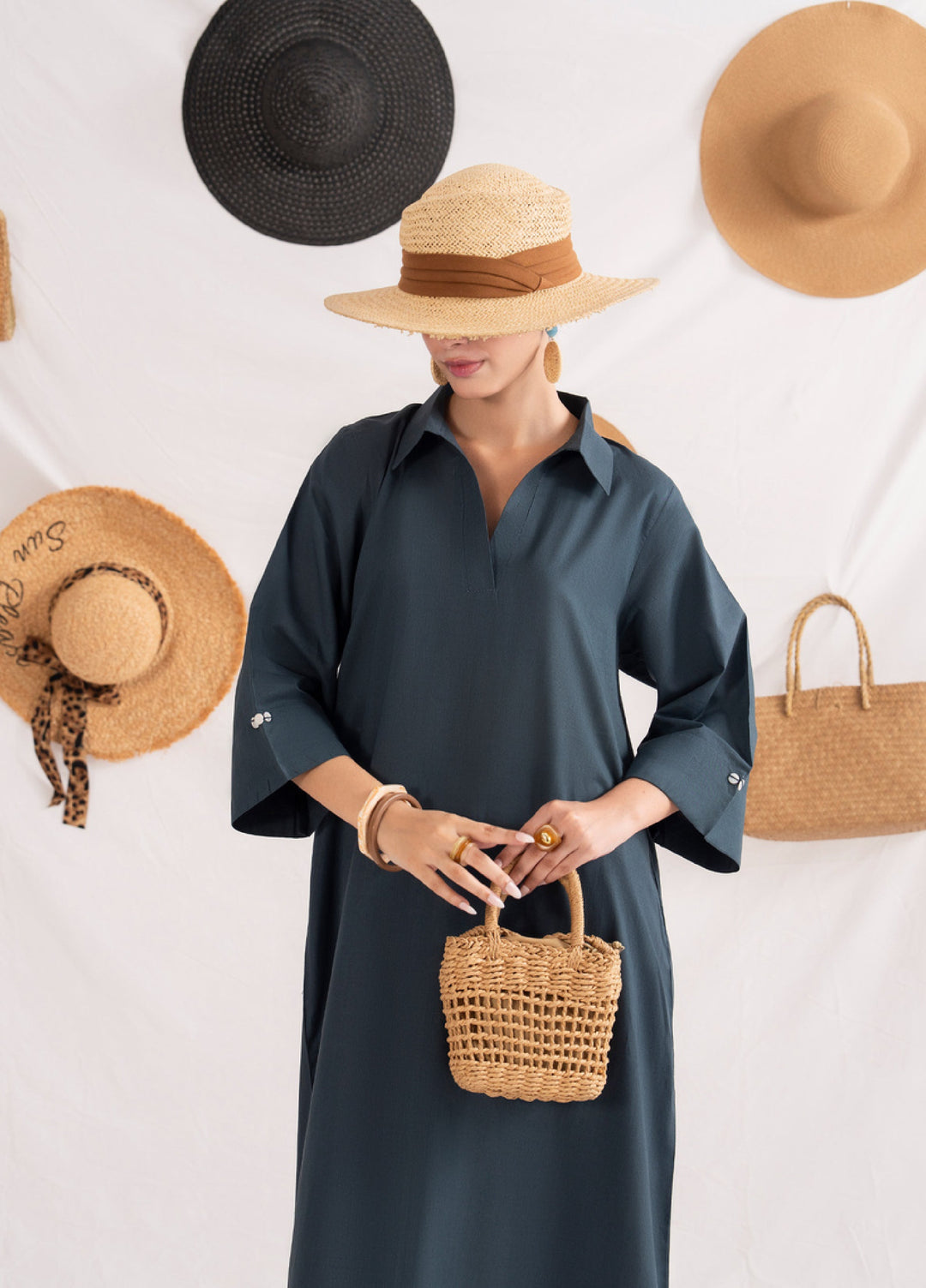 Like a Bird by Casuallite Women Pret Linen Solids Suits 2 Piece D-6 Coastal Muse - Winter Collection