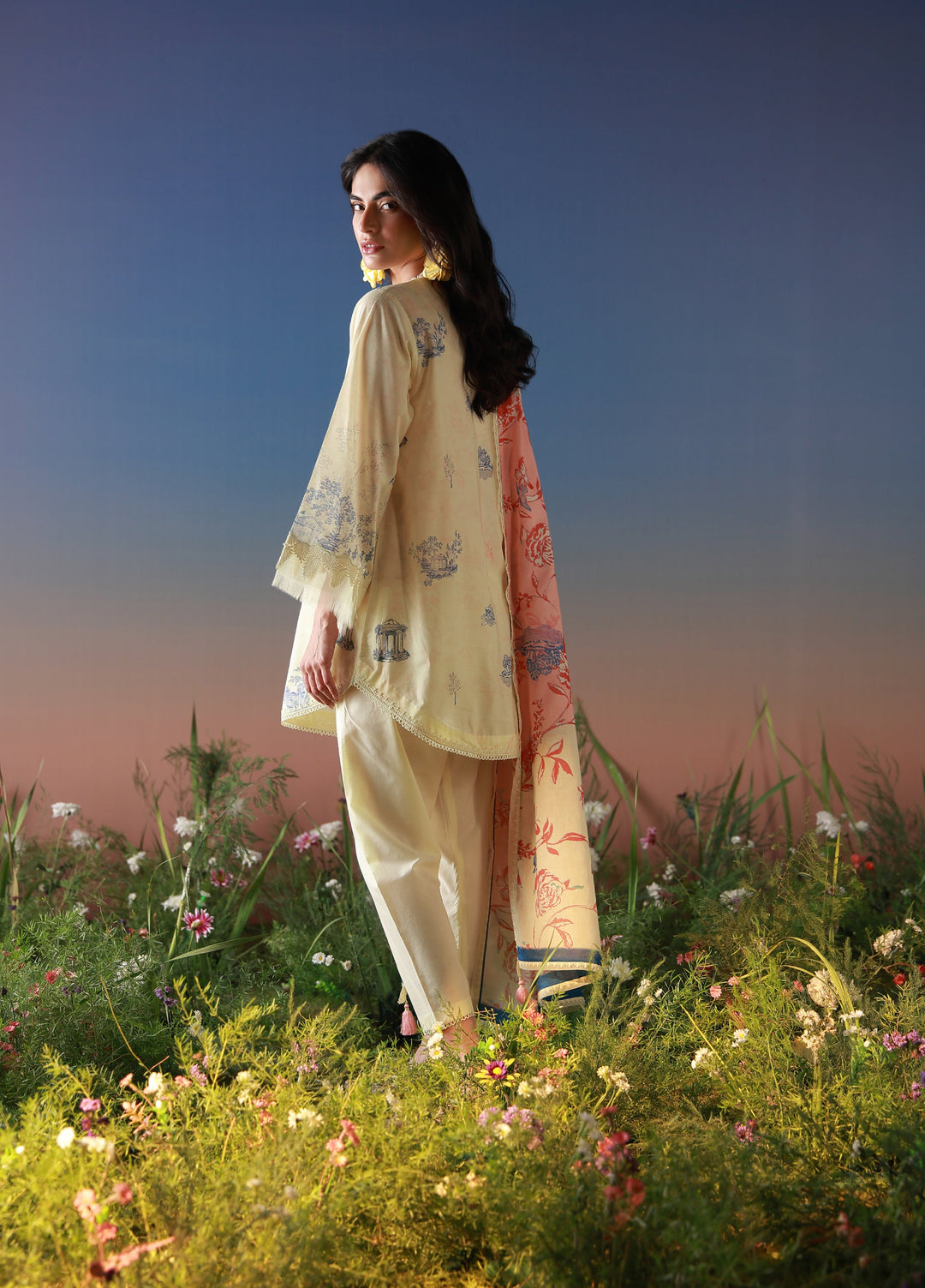 Mirha by Sahar Unstitched Printed Lawn 3 Piece Suit SS1-26-15 Buttercream Botanica - Summer Collection