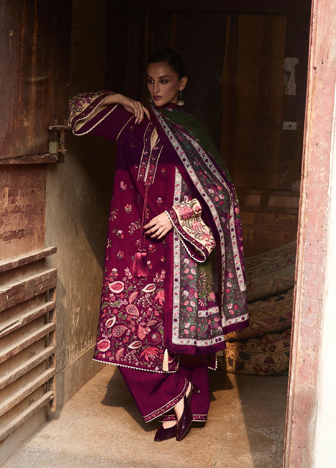 Jugnu by Hussain Rehar Unstitched Karandi Embroidered Suits 3 Piece HR25JW Tiran - Winter Collection