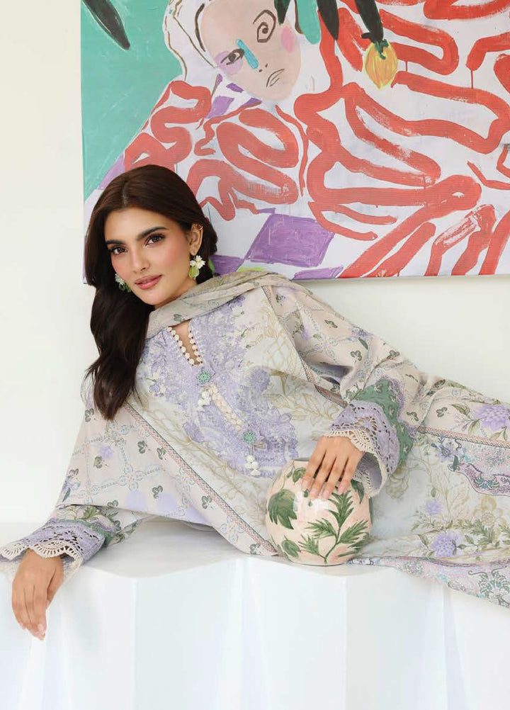 Petals in Print by Roheenaz Unstitched Printed Lawn 3 Piece Suit RN26UPP White Camellia RUNSS260908 - Summer Collection