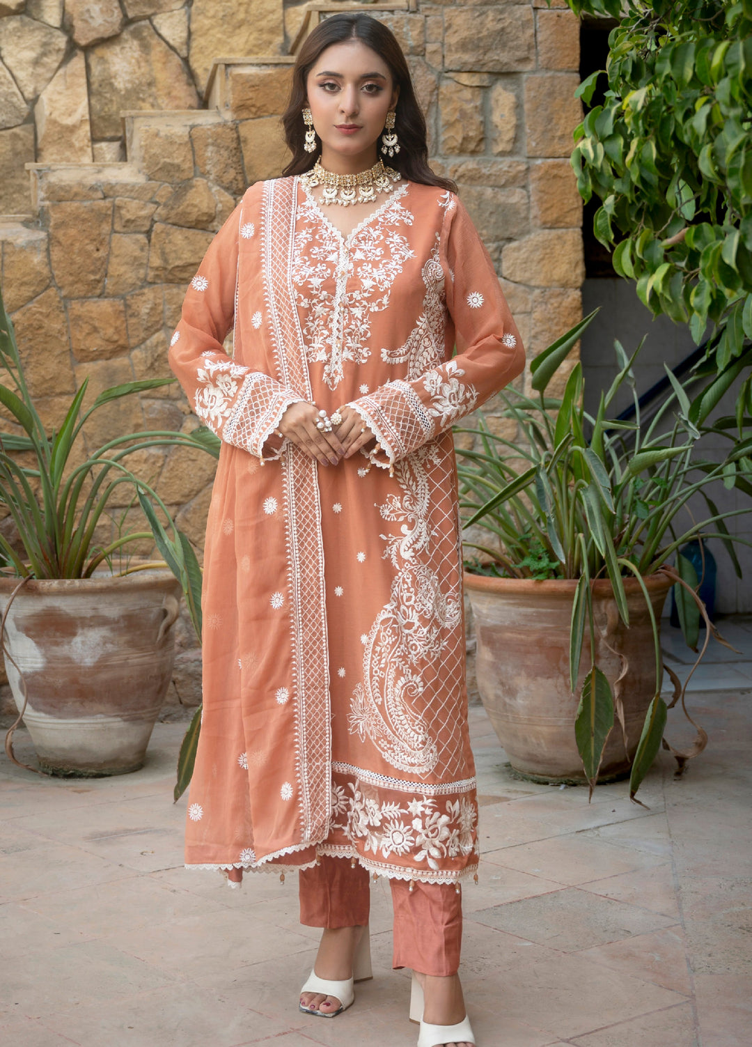 Zenia by Fine Tex Unstitched Royal Embroidered Chiffon Suits 3 Piece FNT25ZC ZC-06 - Festive Collection