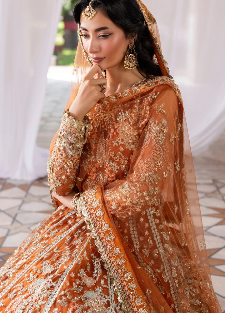 Ember by Aylin Unstitched Net Embroidered Suits 3 Piece AYL25EF D2-Saffron - Festive Collection