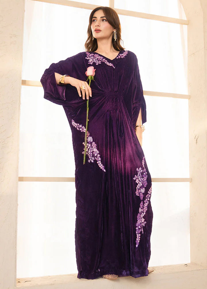 Winter Hues by Naayas Women Pret Embroidered Kaftaan Velvet Mahrose - Winter Collection