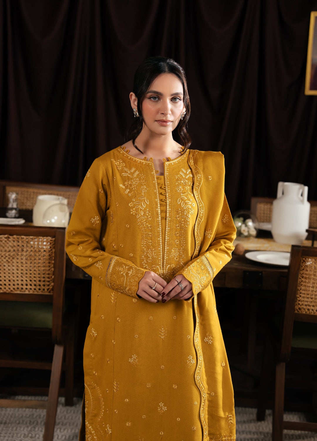 Neeshay Winter Reverie Unstitched Karandi Embroidered Suits 3 Piece NSH25WR Marisol - Winter Collection