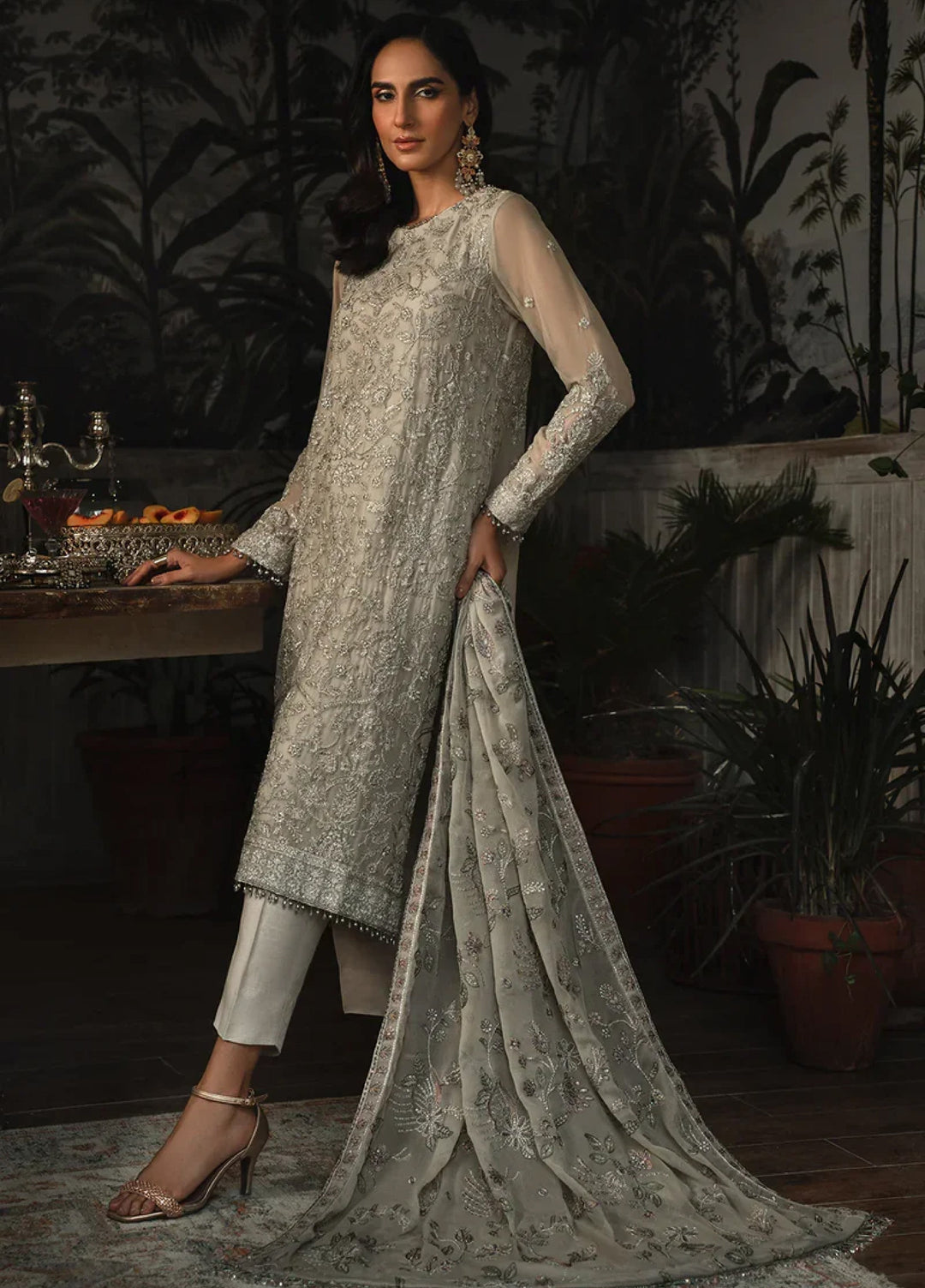 Zarif Women Unstitched Embroidered Chiffon 3 Piece Suit ZR26UFC ZLR 05 SANDY - Festive Collection