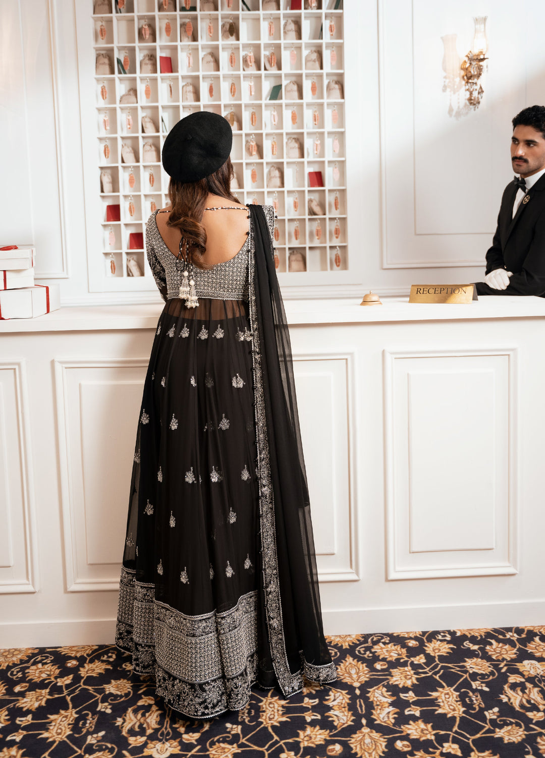 Check In by Zarizaa Embroidered Chiffon 3 Piece Suit ZZ26UCI CLOAK - Festive Collection