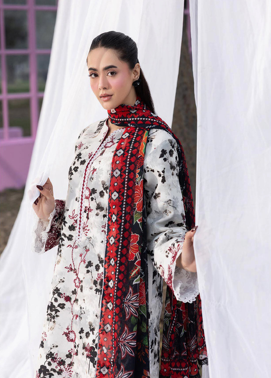 Summer Printkari Exclusive by RajBari Unstitched Embroidered Lawn 3 Piece Suit RB26USP D-10 - Casual Collection