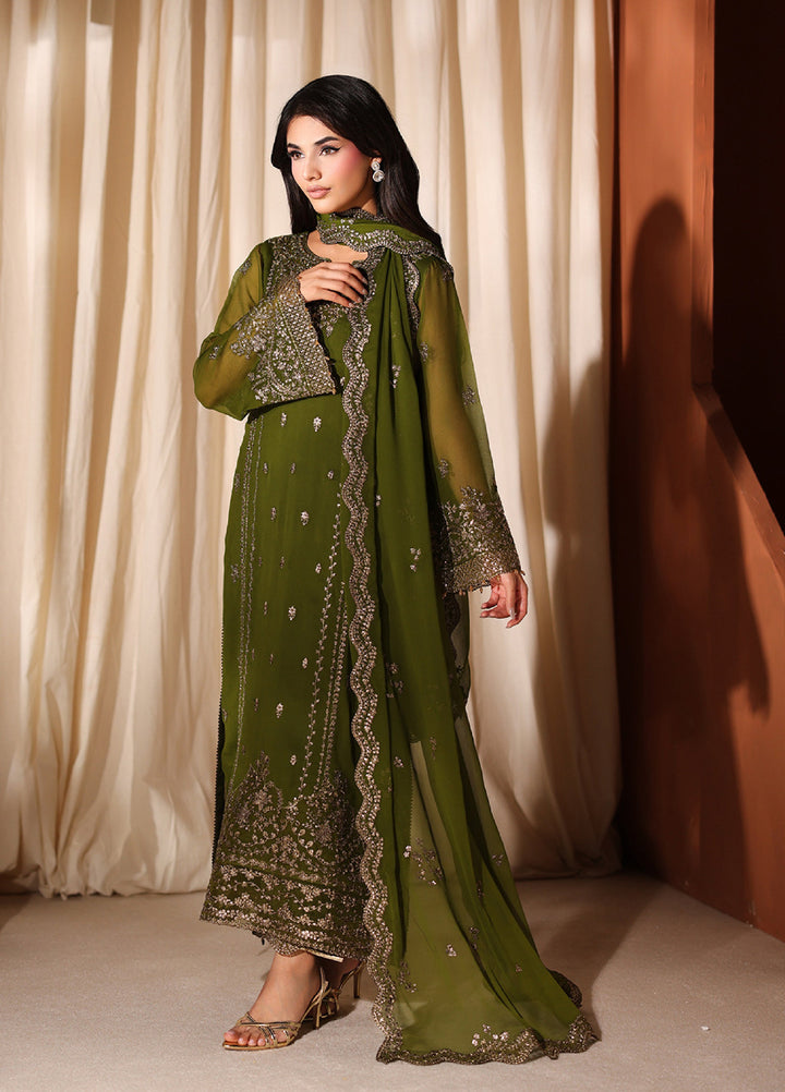 Azure Unstitched Embroidered Chiffon 3 Piece Suit AZ26ULC Imperial Olive - Festive Collection