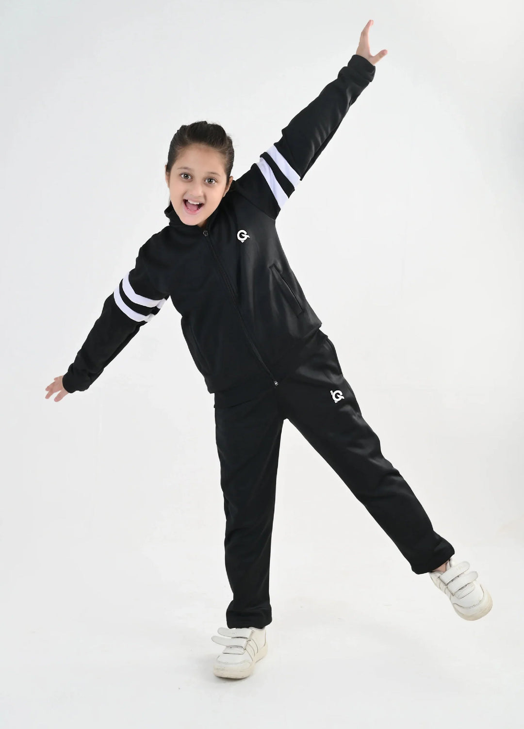 IQ Exclusive Kids Track Suit Fleece 2 PieceContrast Band Zipper Tracksuit-Unisex Kids - Winter Collection