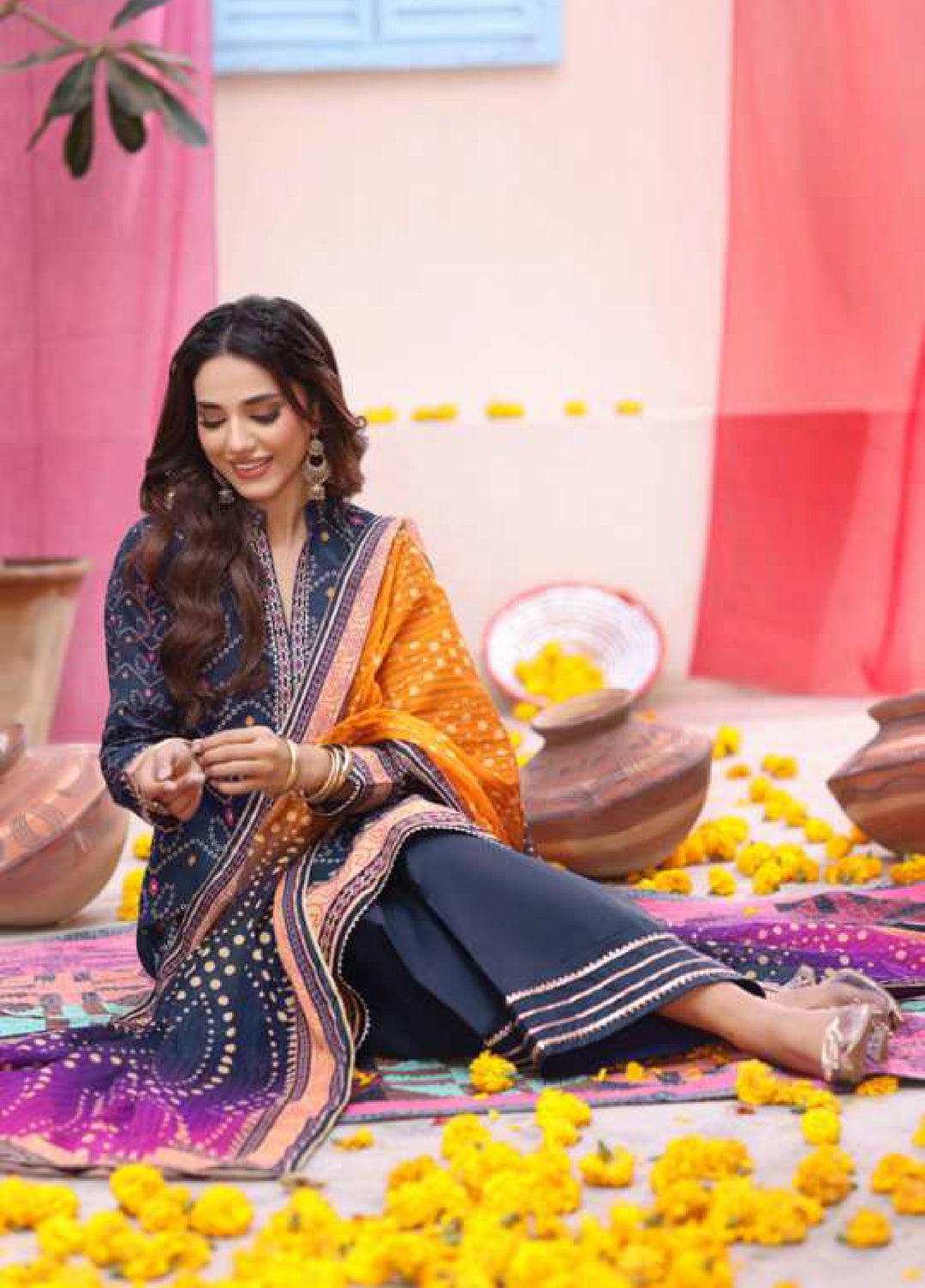 Heritage Series by AL Zohaib Unstitched Printed Chunri Lawn 3 Piece Suit AZ26UCH D-5 - Festive Collection
