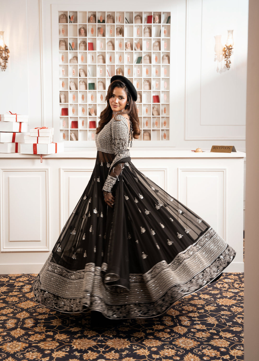 Check In by Zarizaa Embroidered Chiffon 3 Piece Suit ZZ26UCI CLOAK - Festive Collection