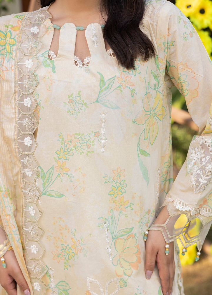 Al Zohaib Applique Kari Unstitched Embroidered Lawn 3 Piece Suit AZ26UAL D-07 - Casual Collection