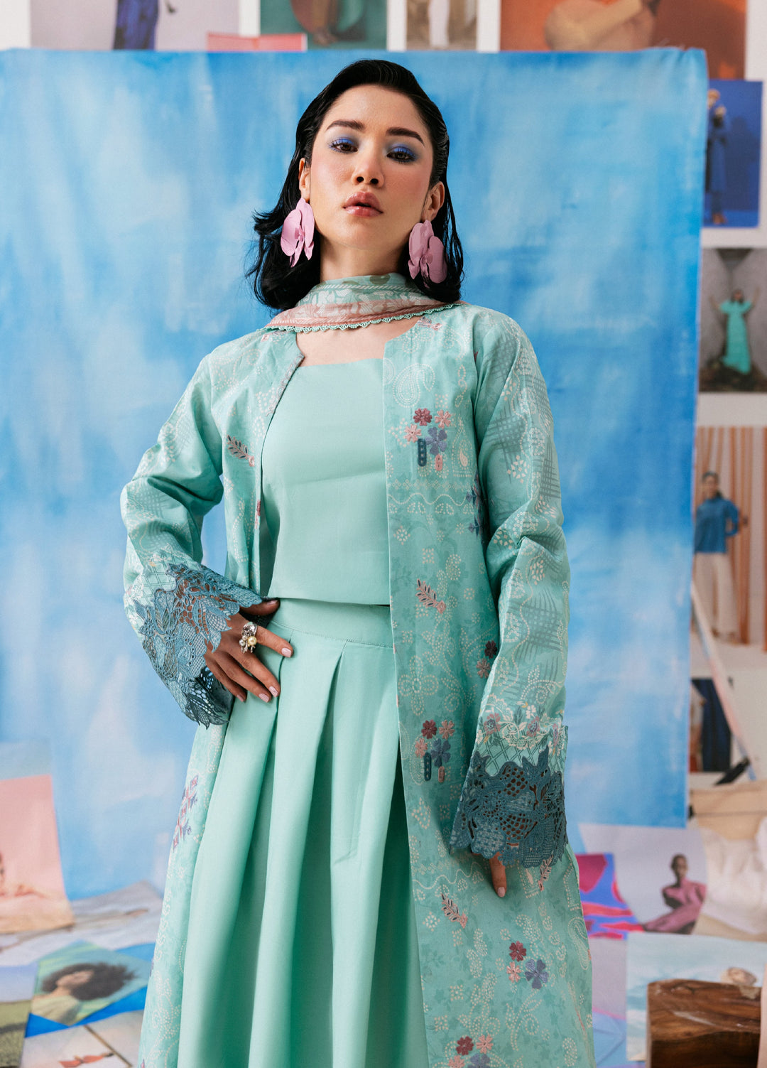 Zync by Florent Unstitched Embroidered Printkari Lawn 3 Piece Suit FL26UZP FZ-5B - Summer Collection