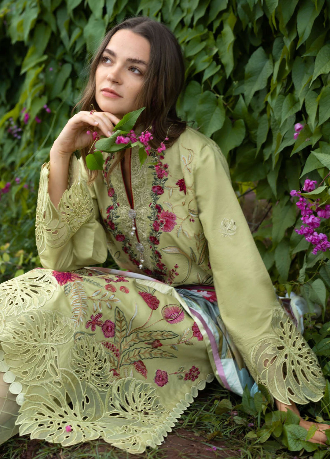 The Secret Garden by Mushq Hemline Unstitched Lawn 3 Piece Suit MU26USG D-14A Wildflower Waltz - Summer Collection