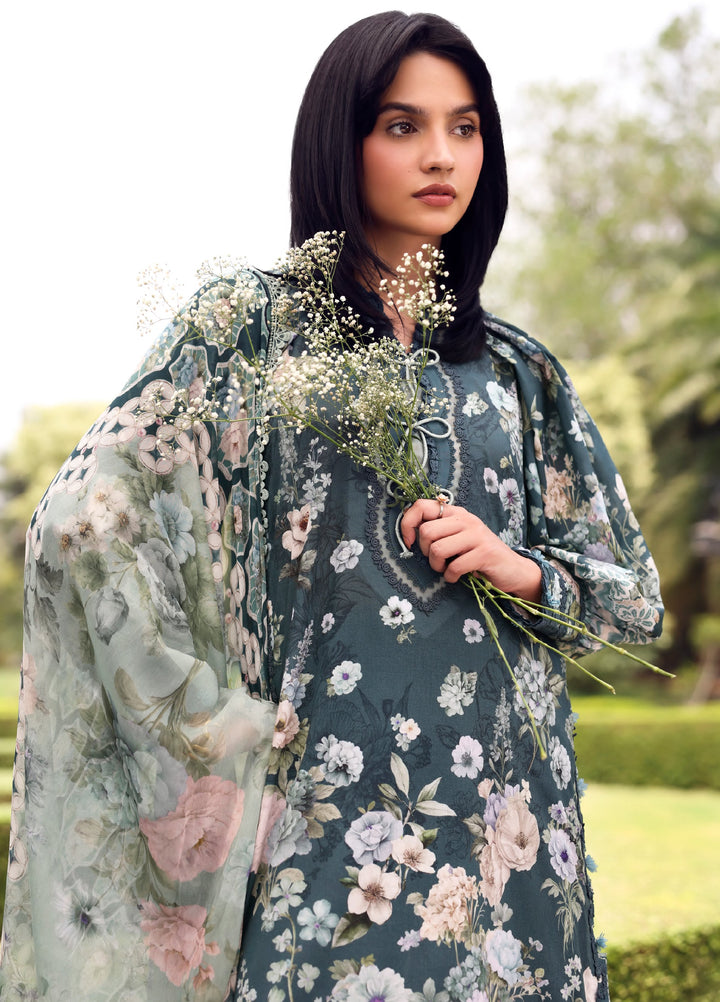 Belladore by Elaf Premium Unstitched Printed Lawn 3 Piece Suit EL26ULB Heather EPA-6B - Summer Collection