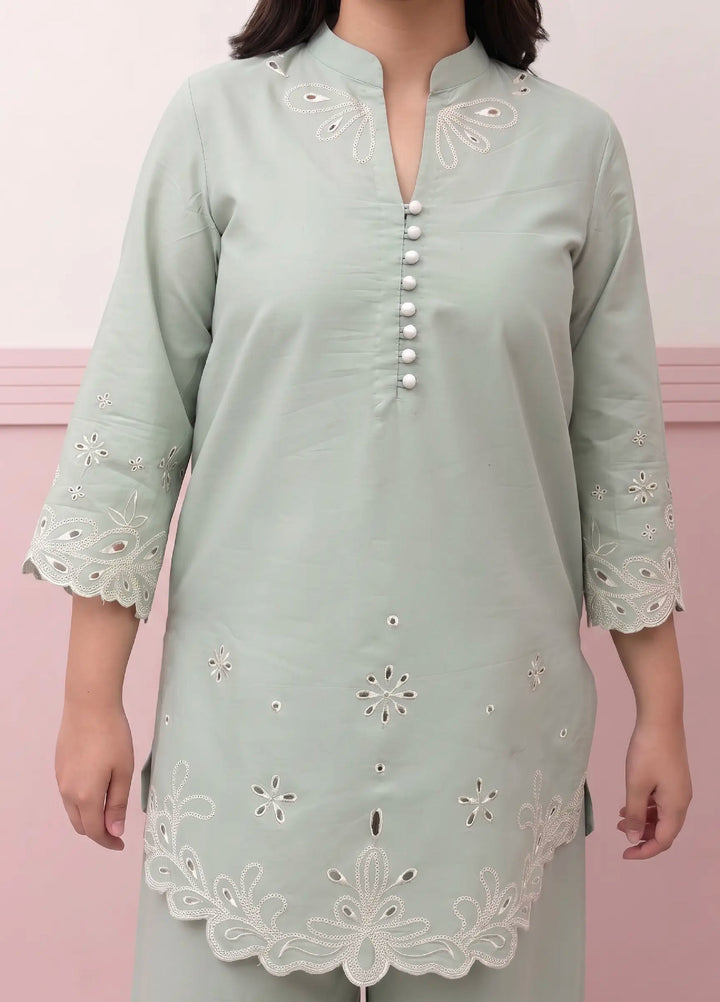 Scherezade Women RTW Embroidered Cotton Lawn 3 Piece Suit MATCHA - Casual Collection